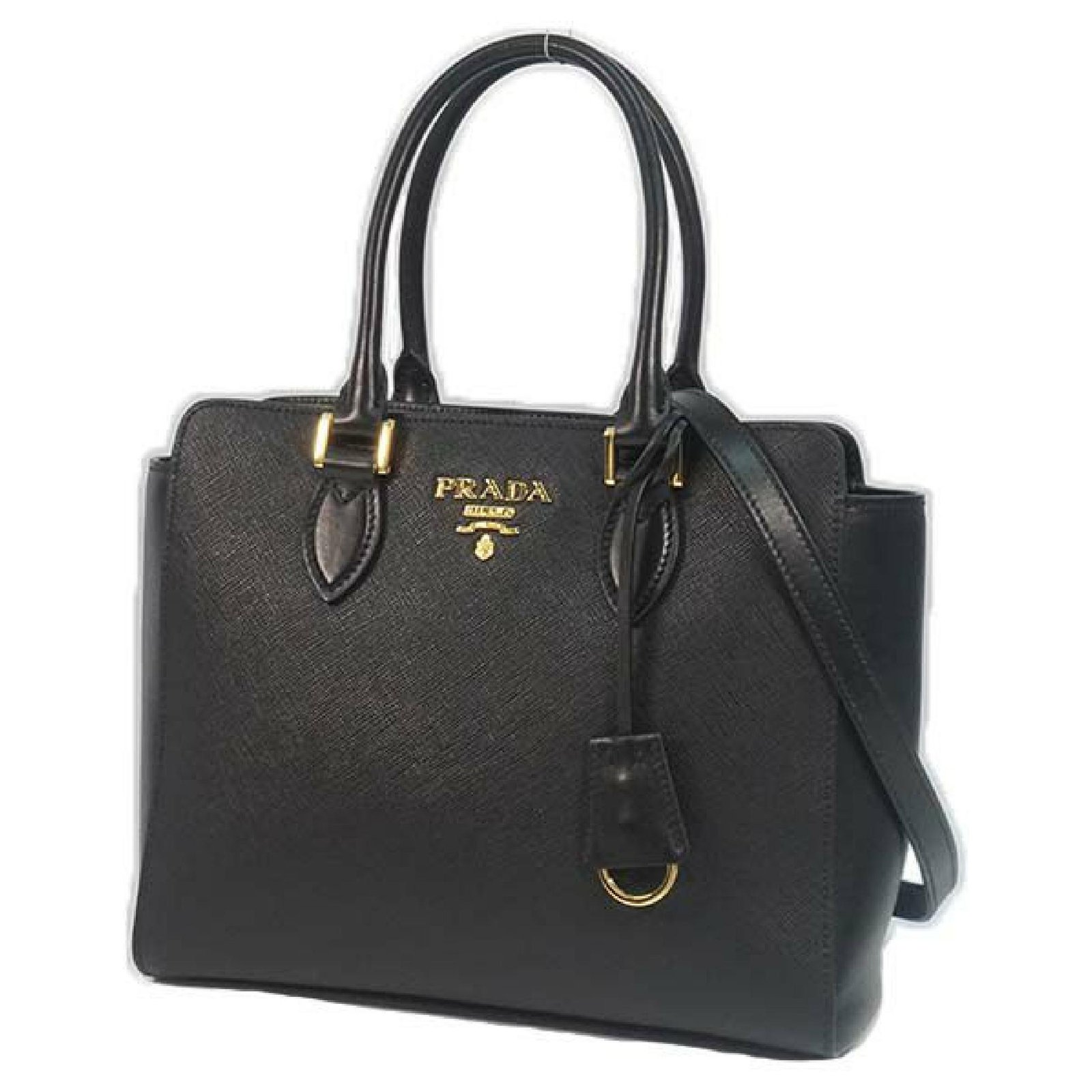 Prada Saffiano 2WAY shoulder Womens handbag 1BA113 black( NERO