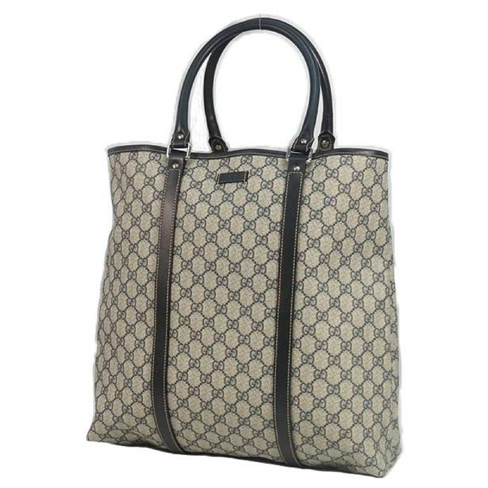 Gucci unisex tote bag 223668 beige x black Leather ref.210058 - Joli Closet