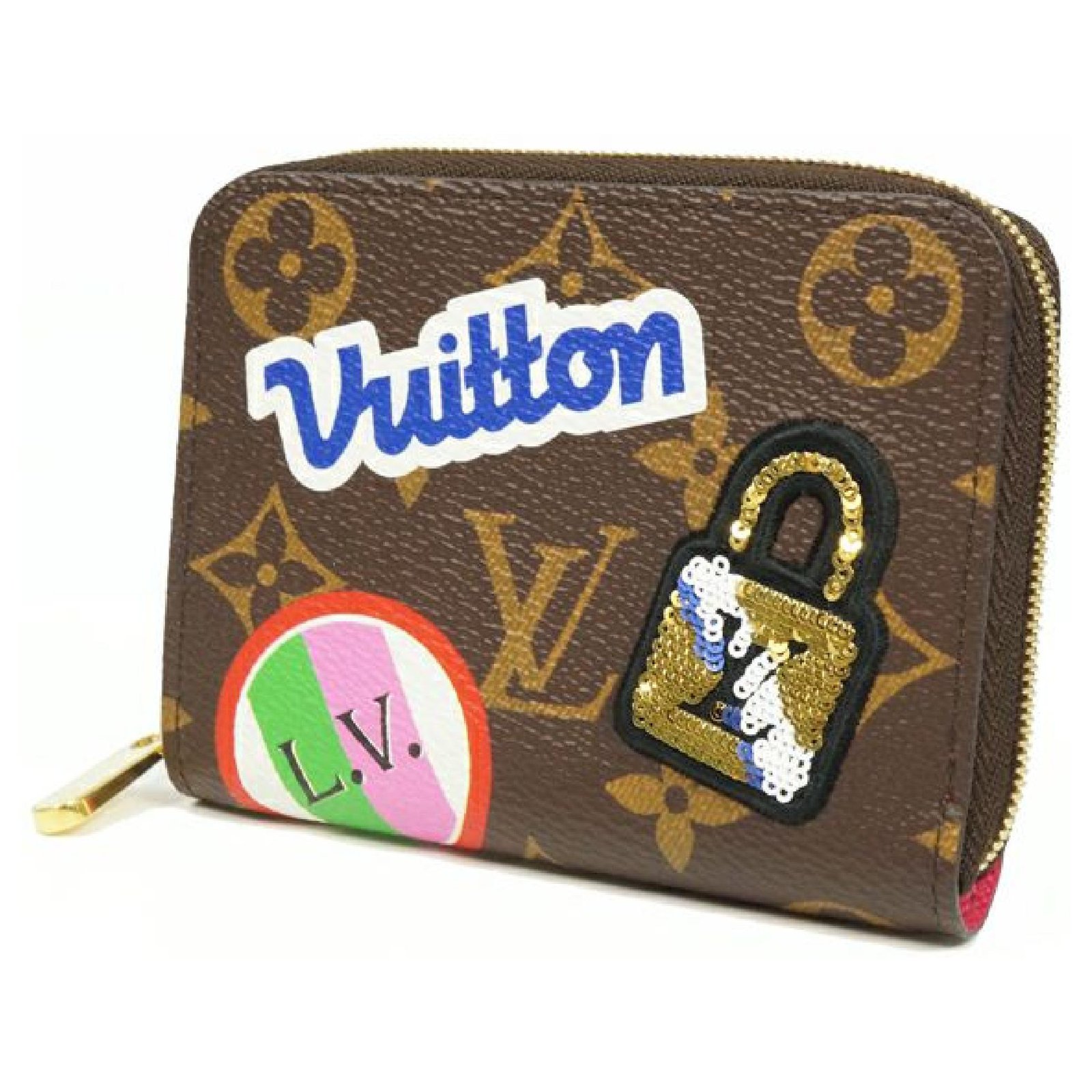 LOUIS VUITTON sticker print Zippy coin purse unisex coin case