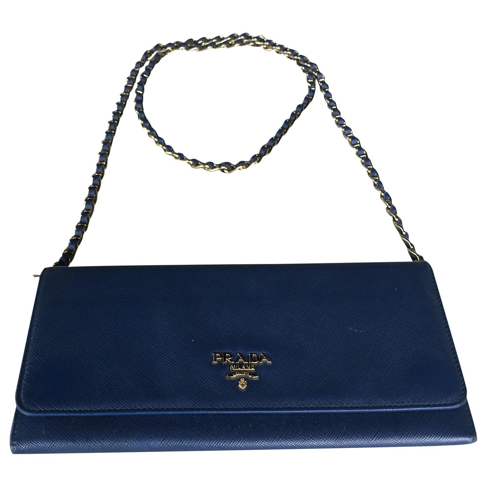 Prada wallet on chain Blue Leather ref.210137 - Joli Closet