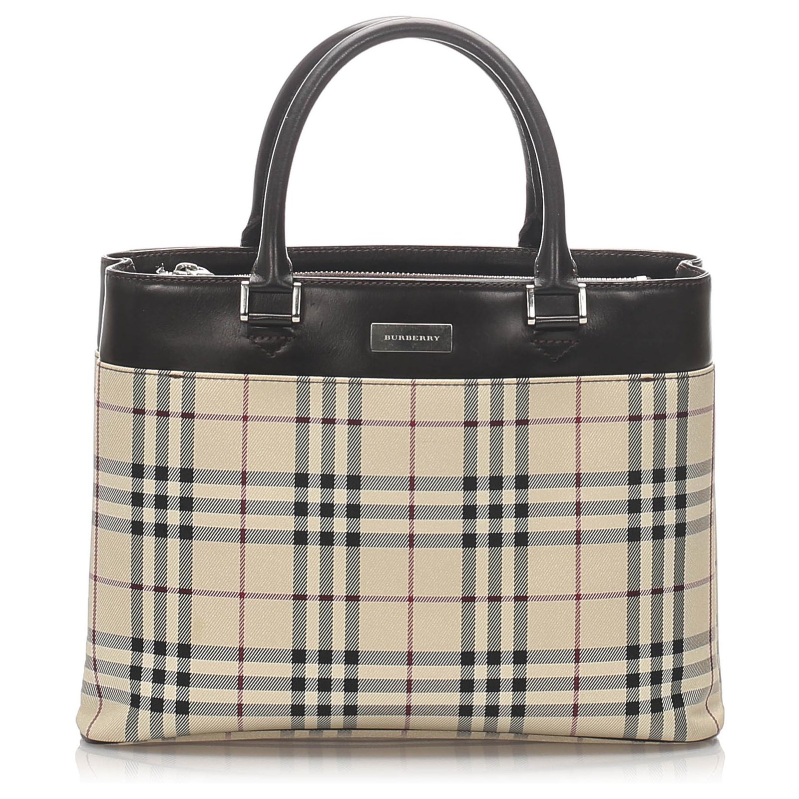 burberry canvas check tote bag