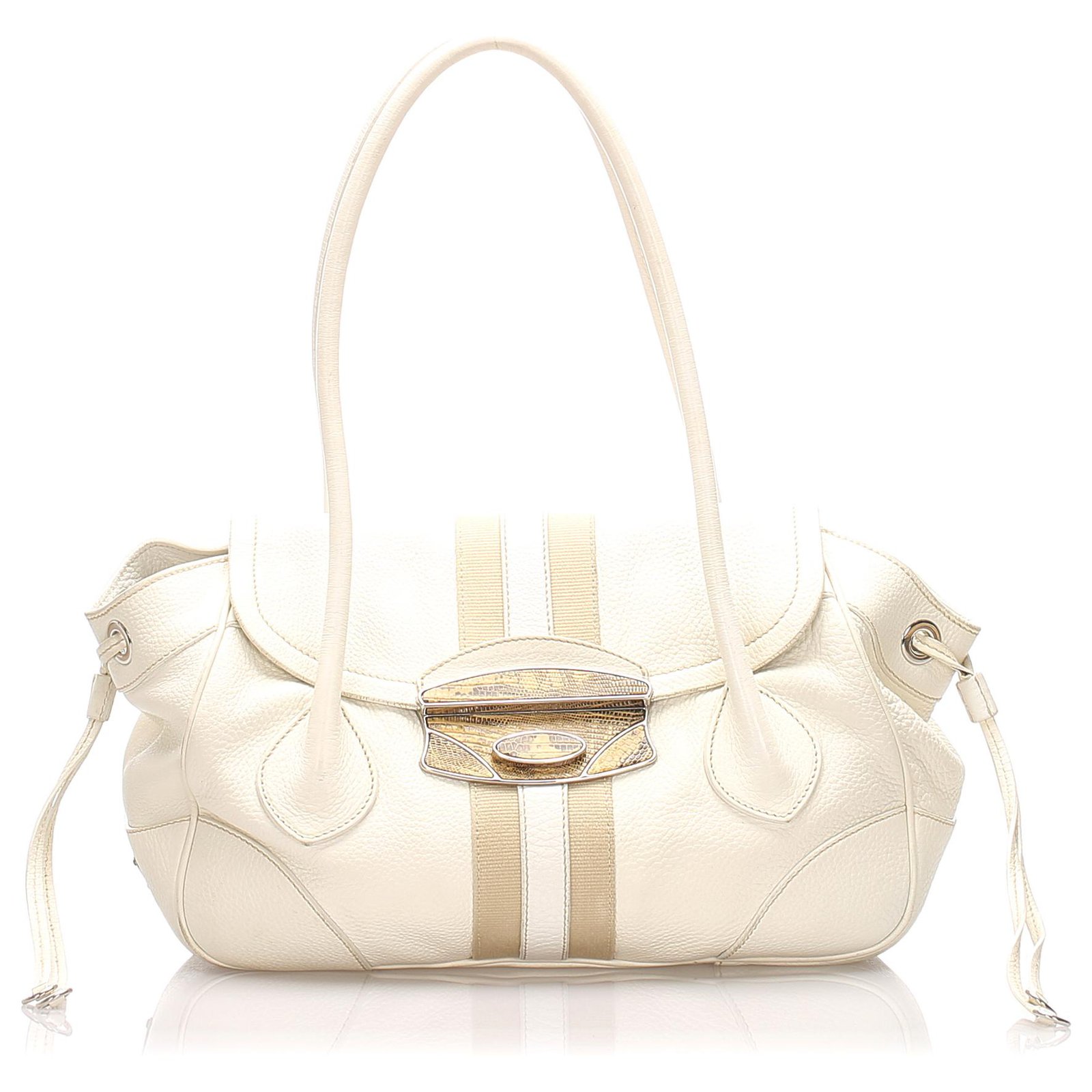 prada white handbag leather