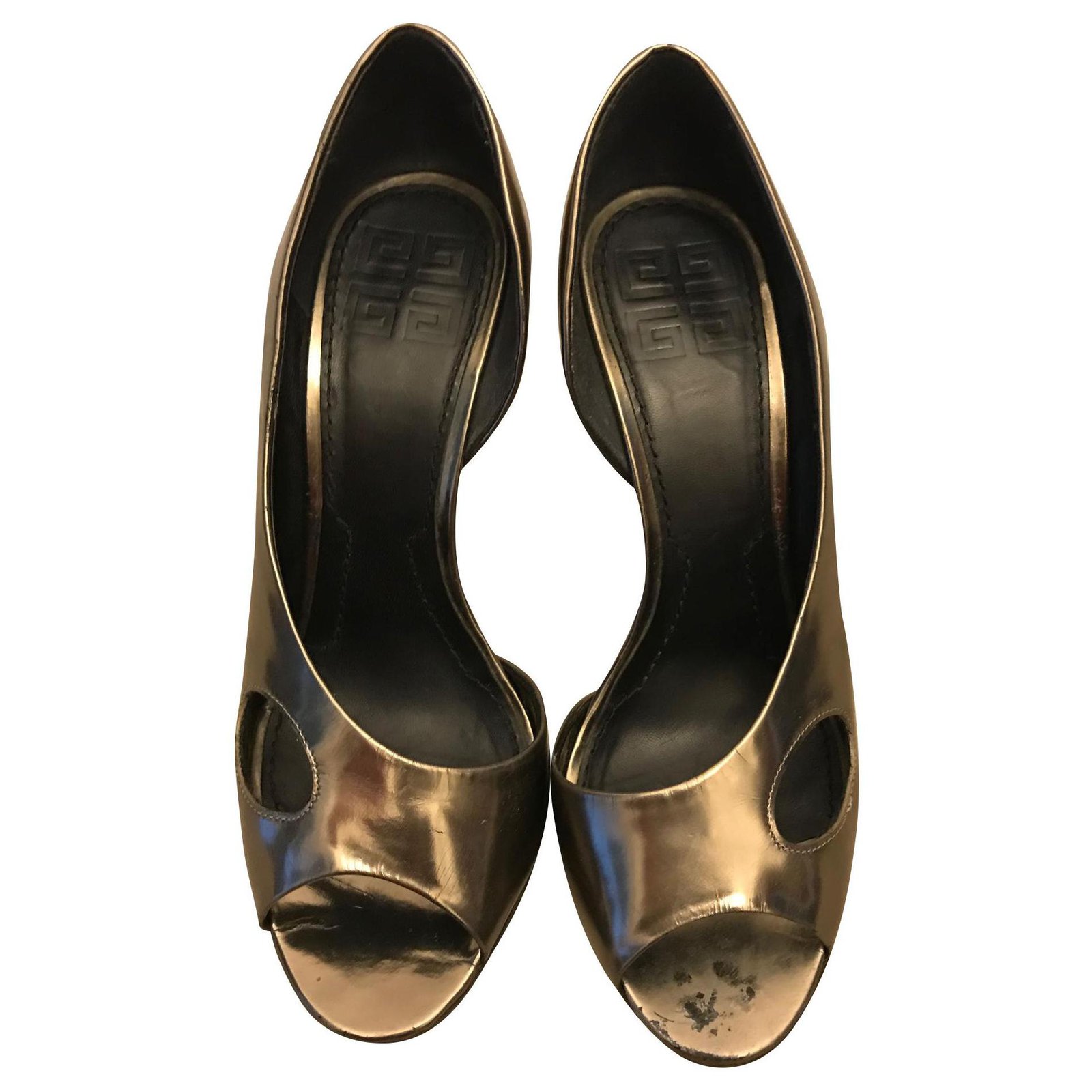 bronze open toe heels