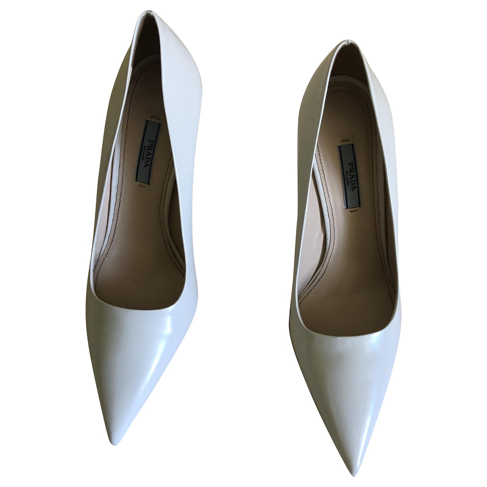 prada white heels