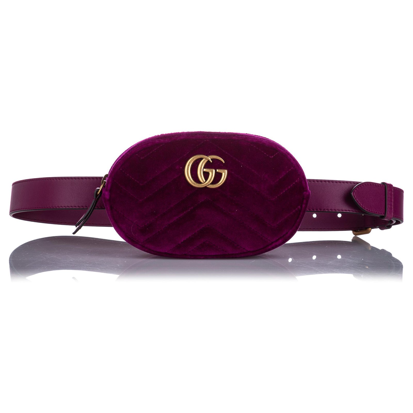 Gucci Pink GG Marmont Velvet Belt Bag Leather Pony-style calfskin