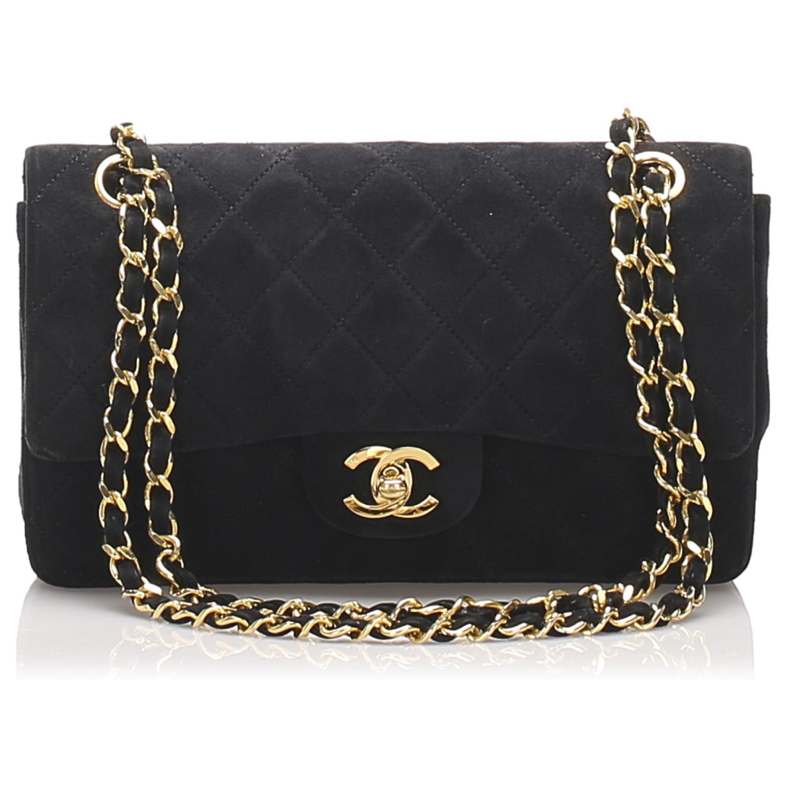 Chanel Black Classic Small Suede lined Flap Bag Leather ref.211517 - Joli  Closet