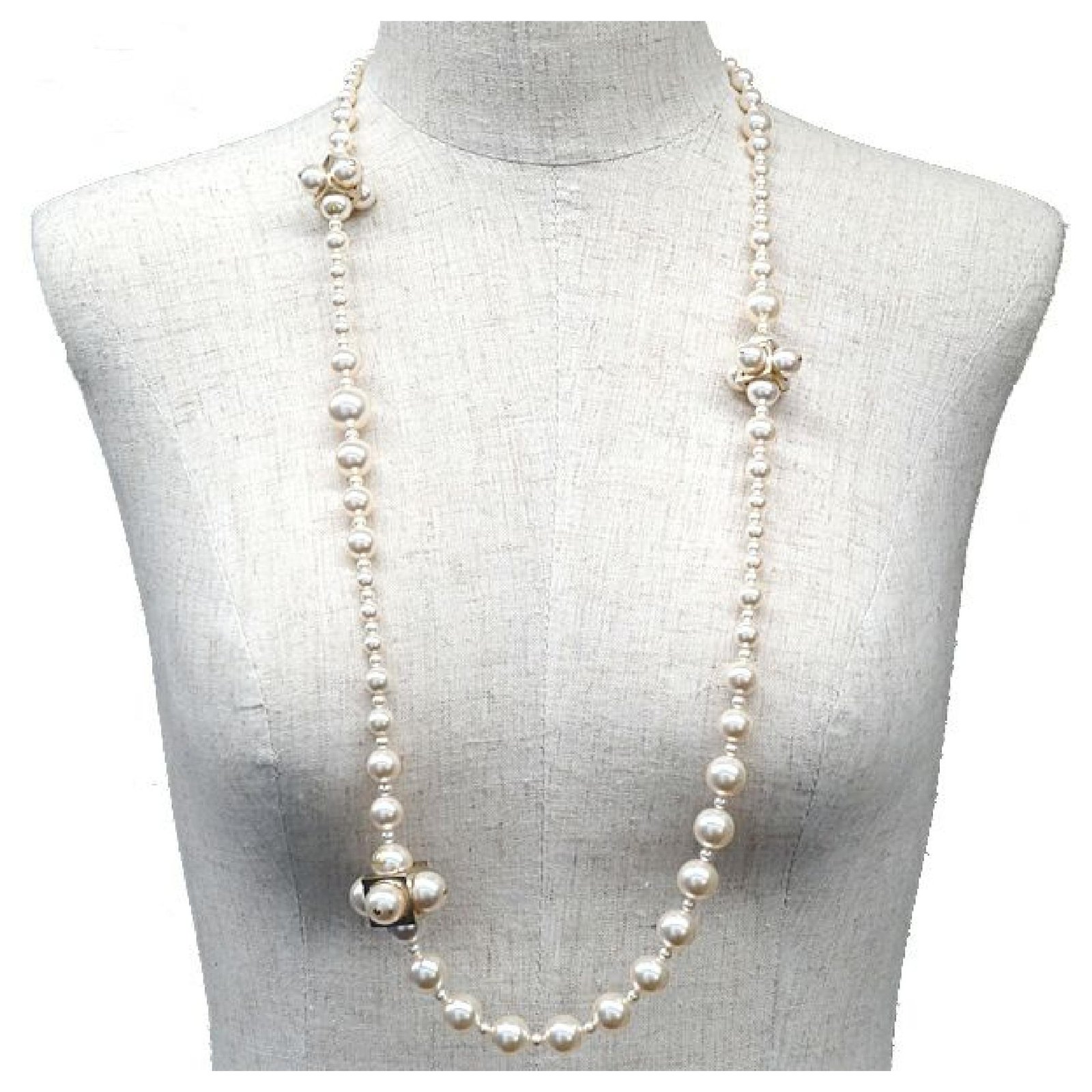 CHANEL coco mark Costume Pearl long GP necklace ref.211940 - Joli