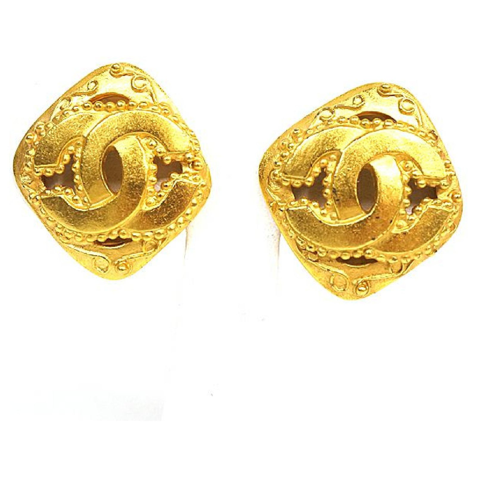 CHANEL coco mark rhombus GP Womens earrings gold ref.211946 - Joli Closet