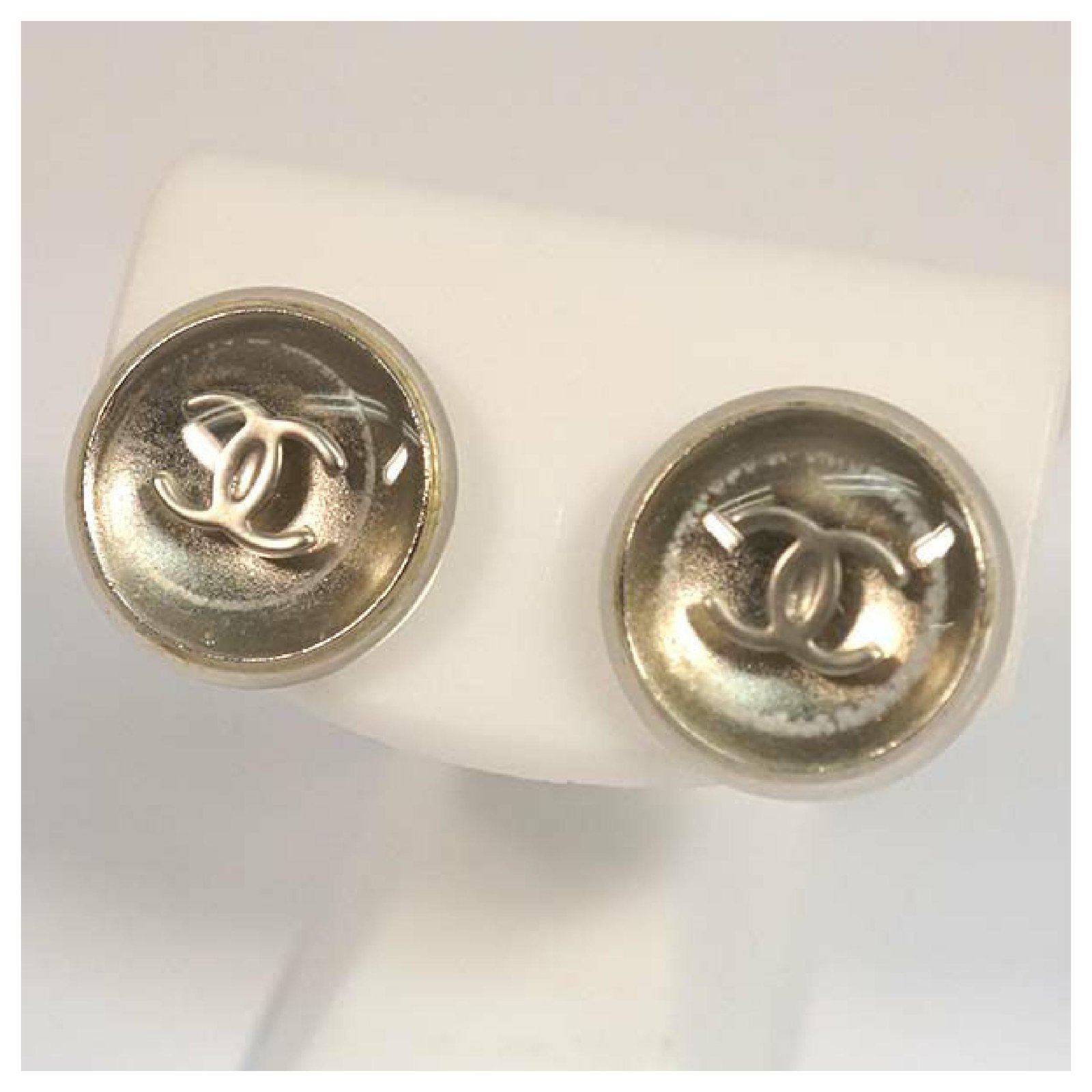 CHANEL coco mark round metal plastic Womens Earrings A11780Y02019 silver  ref.211965 - Joli Closet