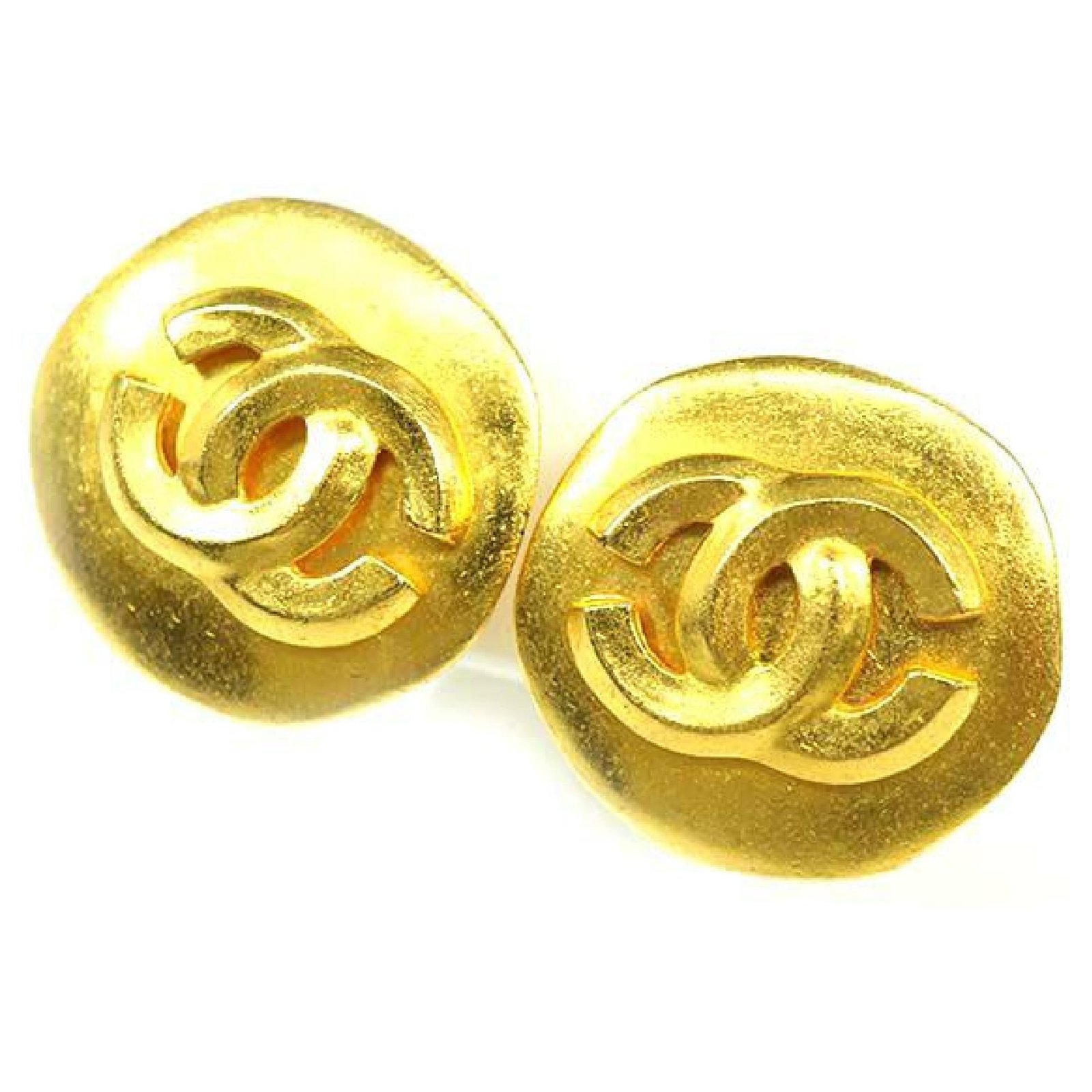 Chanel (CHANEL) Round Swirl Double CC Earrings Gold Color 2 3 Butterfly  Spring Type No Pad Plating Women's Weight Approx. 36.6g