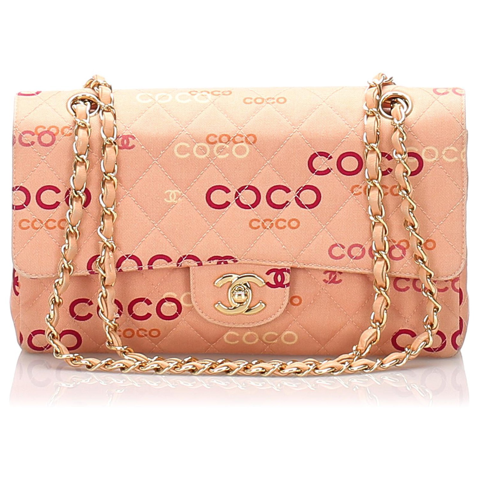 Chanel Pink Medium Coco Classic lined Flap Bag Multiple colors Leather  Cotton Cloth ref.203252 - Joli Closet