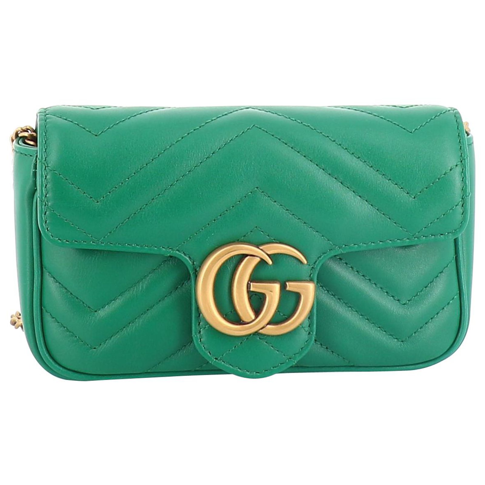 Gucci Mini bag GG Marmont Olive green Velvet ref.201921 - Joli Closet
