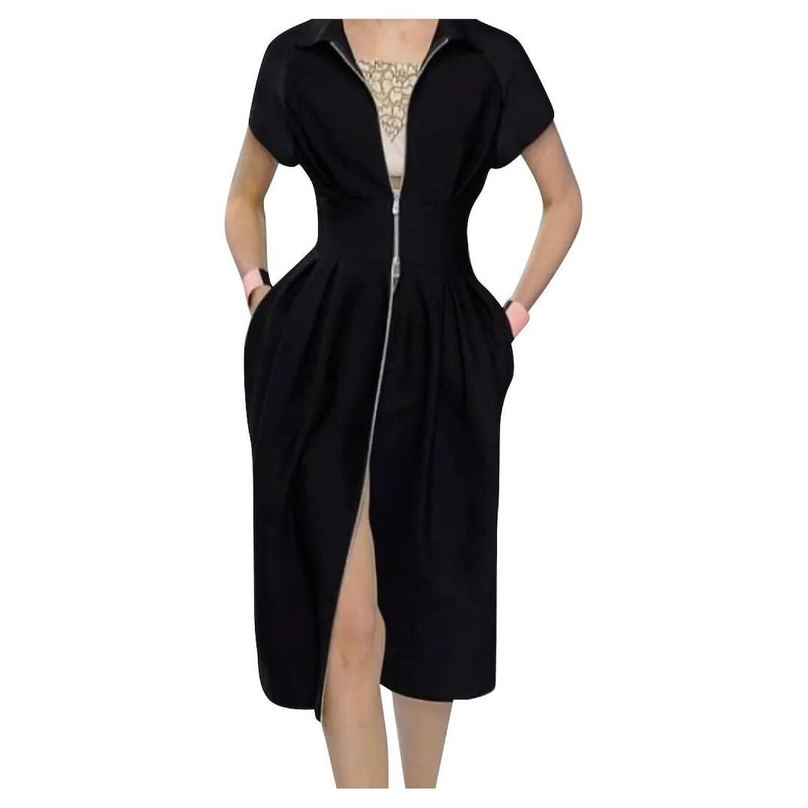 Robe Vintage Iceberg En Laine Noire - Taille XS/38 - Élégante Et Chic