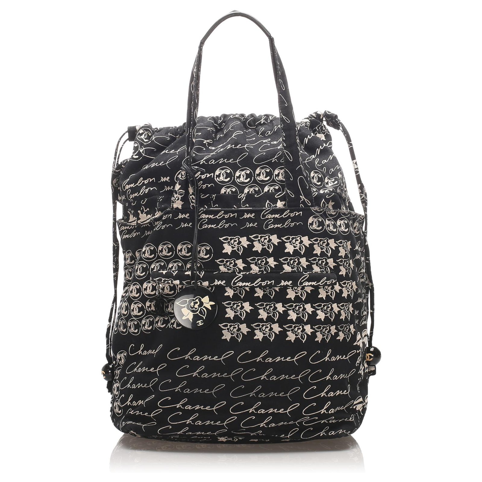Chanel Black Rue Cambon Print Canvas Tote Bag Cloth Cloth ref.213436 - Joli  Closet