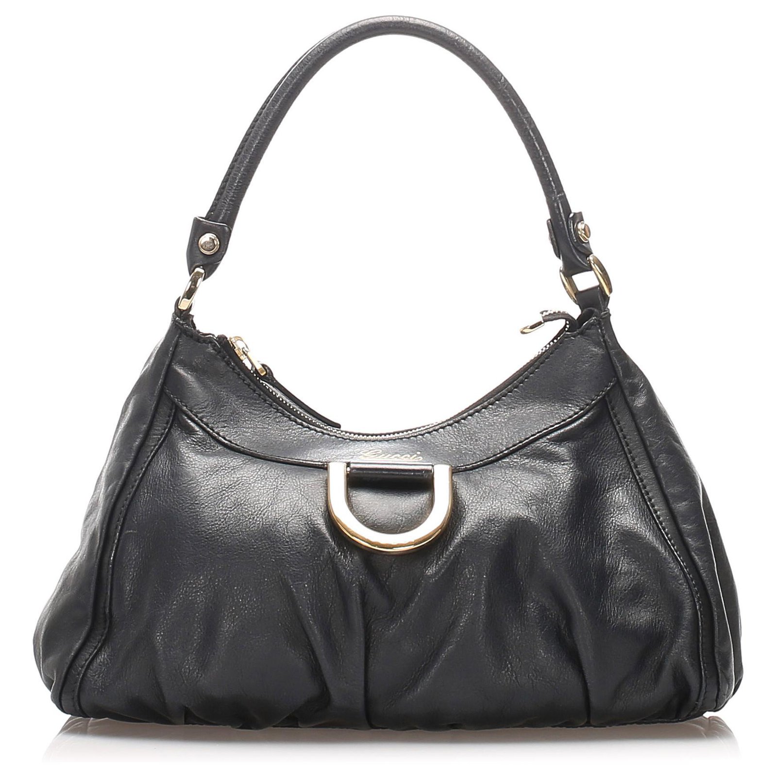 gucci black leather shoulder bag