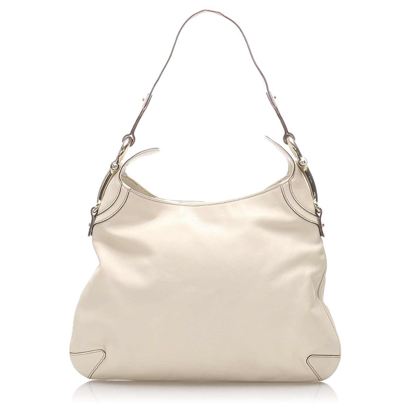 Gucci White Horsebit Leather Creole Shoulder Bag Pony-style calfskin ...