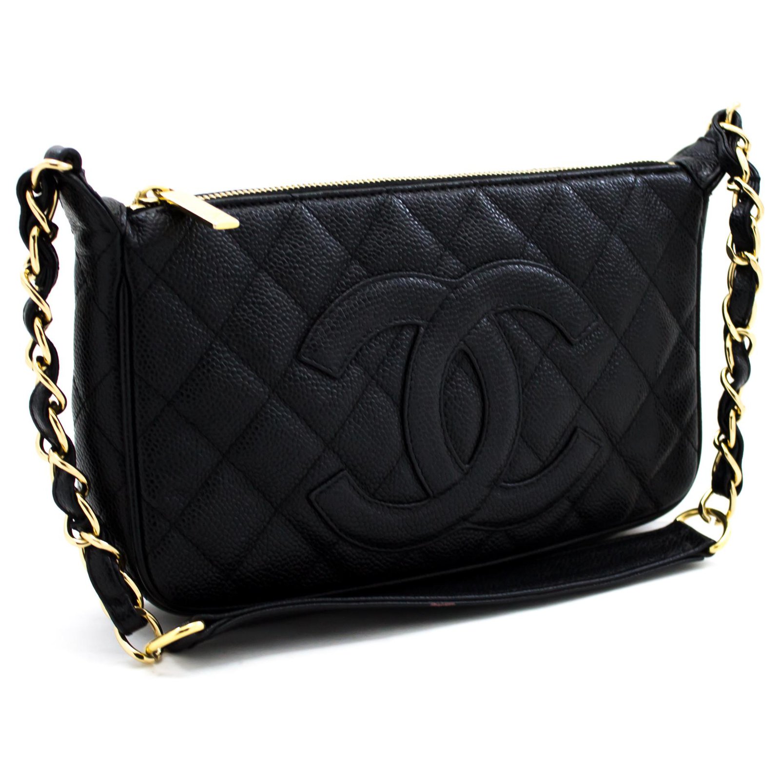 CHANEL Caviar Mini Small Chain One Shoulder Bag Black Quilted Leather  ref.214022 - Joli Closet