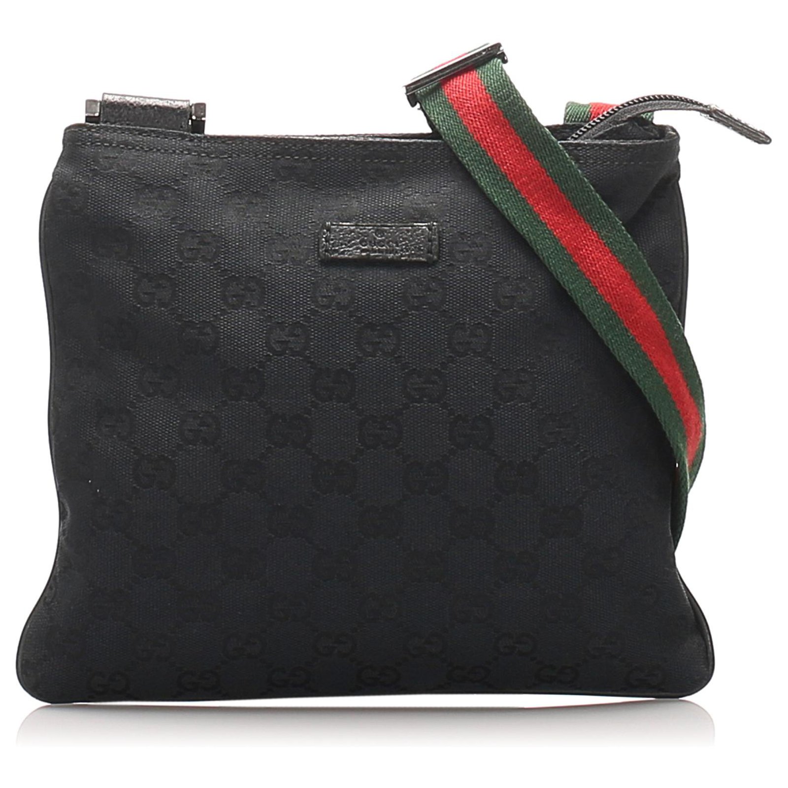 Gucci Black GG Canvas Web Crossbody Bag Multiple colors Cloth 