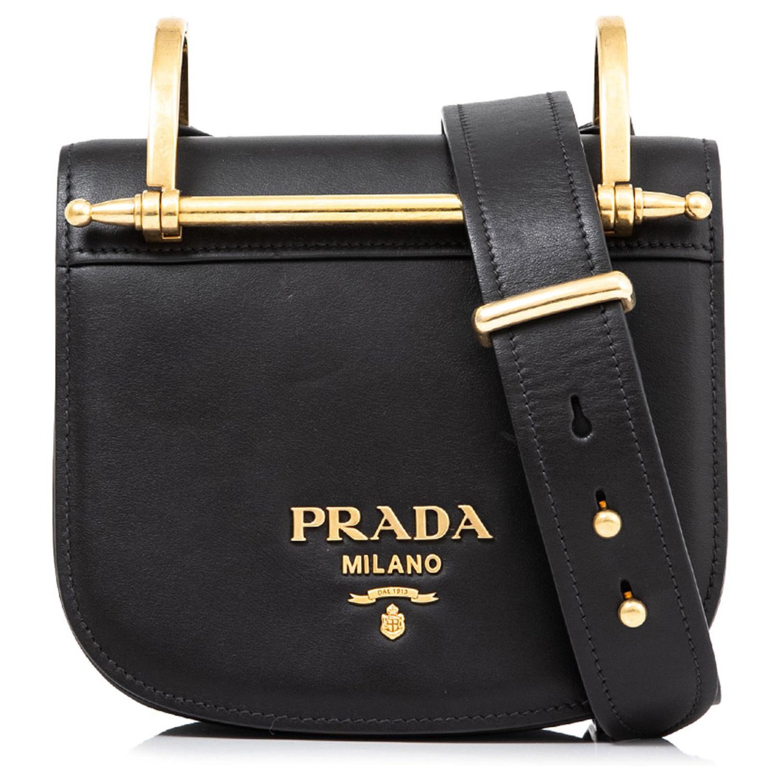 prada black and gold crossbody