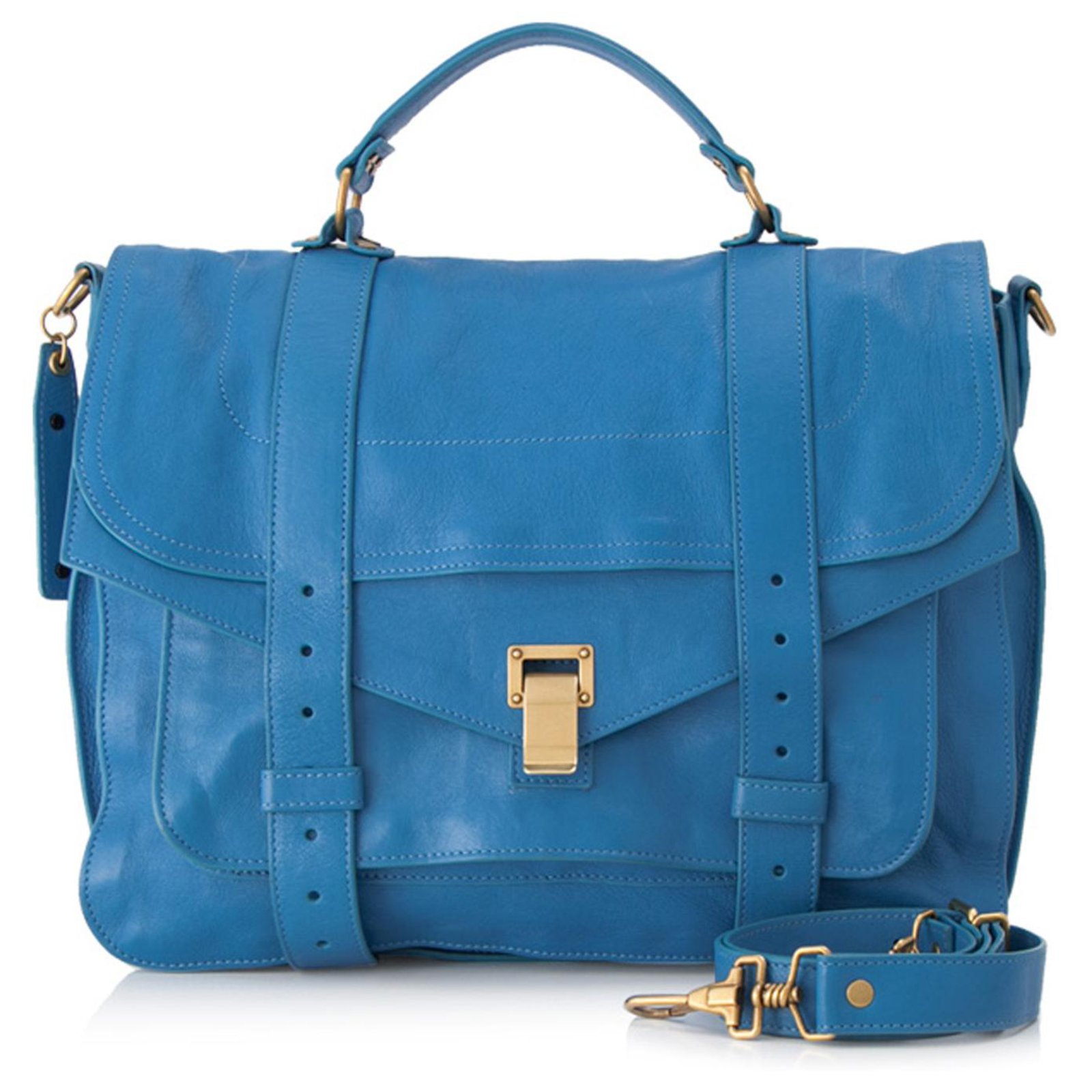 Proenza Schouler Blue Large PS1 Leather Satchel