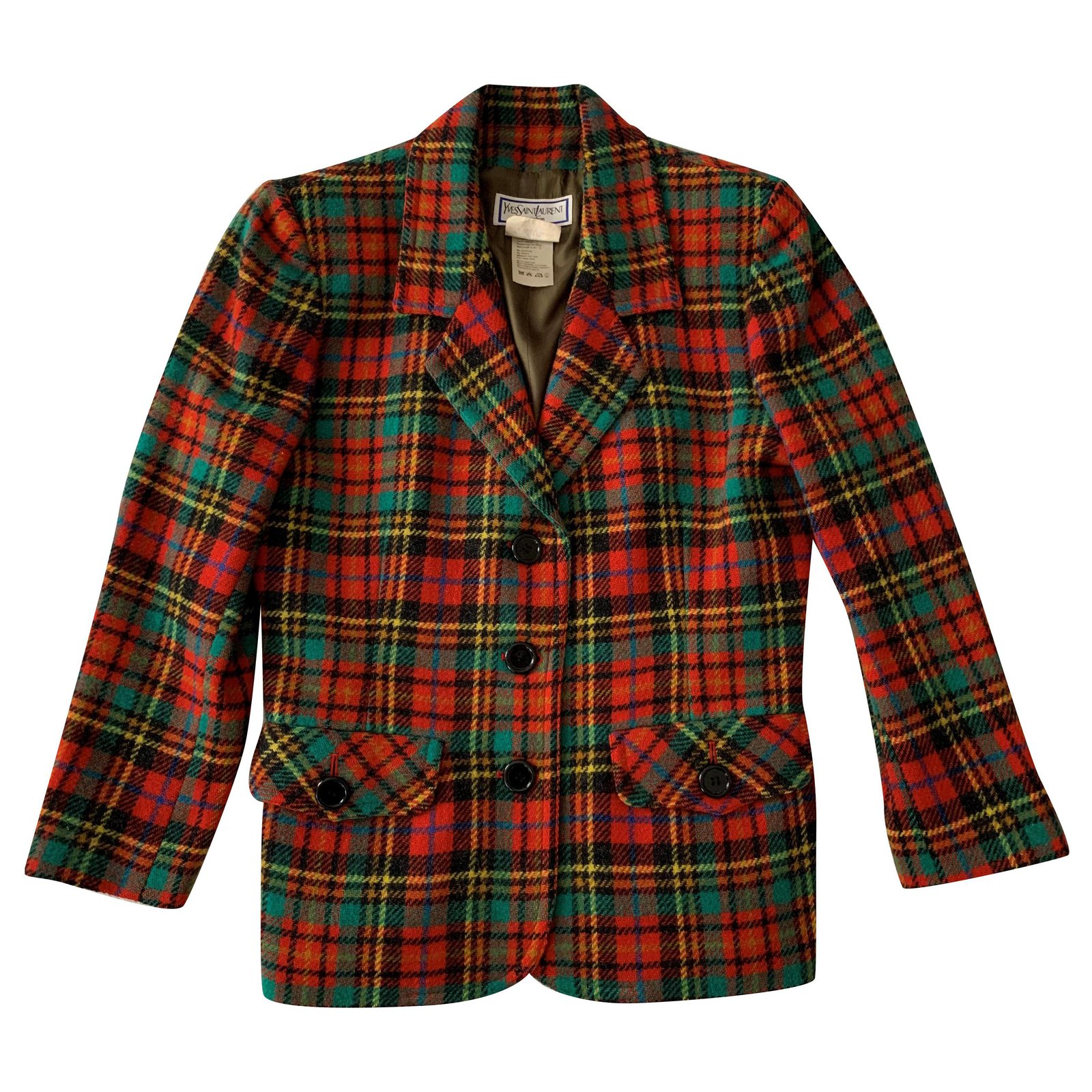 Vintage wool checks blazer jacket