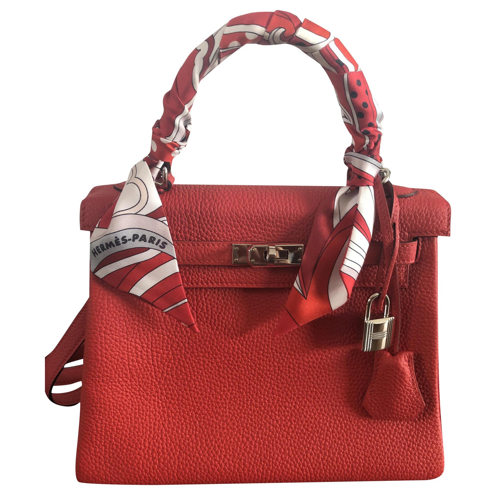 Hermès Kelly 25 Red Silver hardware Leather ref.214743 - Joli Closet