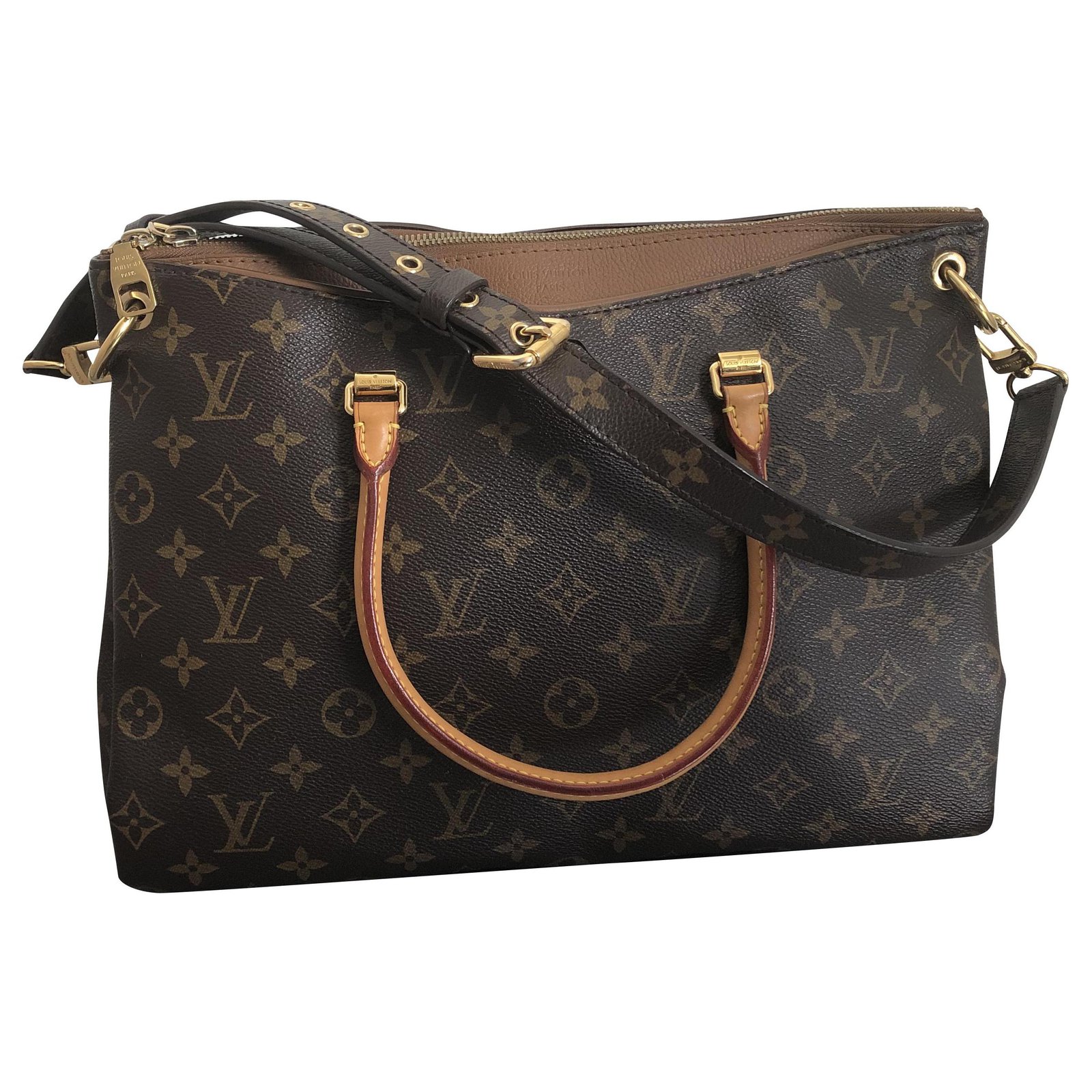 Louis Vuitton Pallas Bag Havane Camel Brown Leather Cloth ref.214768 - Joli  Closet