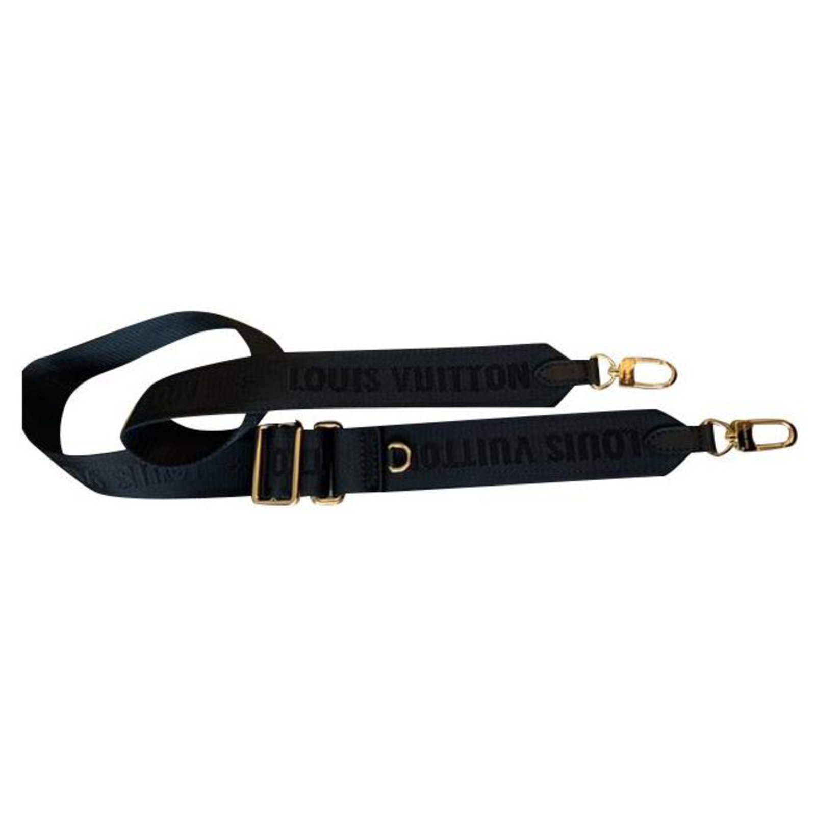 Louis Vuitton black shoulder strap Leather Cloth ref.521528 - Joli Closet