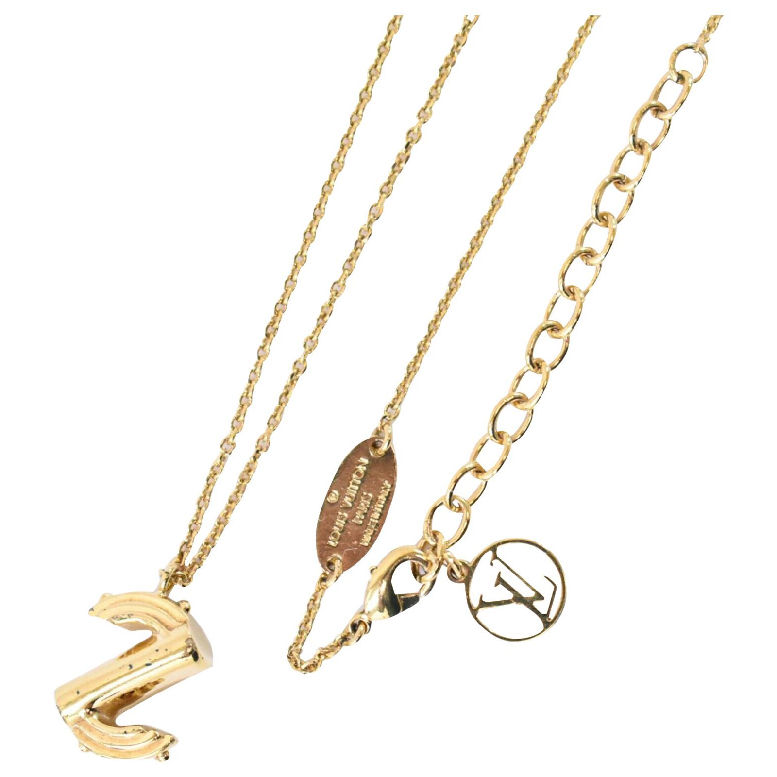 Louis Vuitton Gold Tone LV & Me Letter M Pendant Necklace Louis