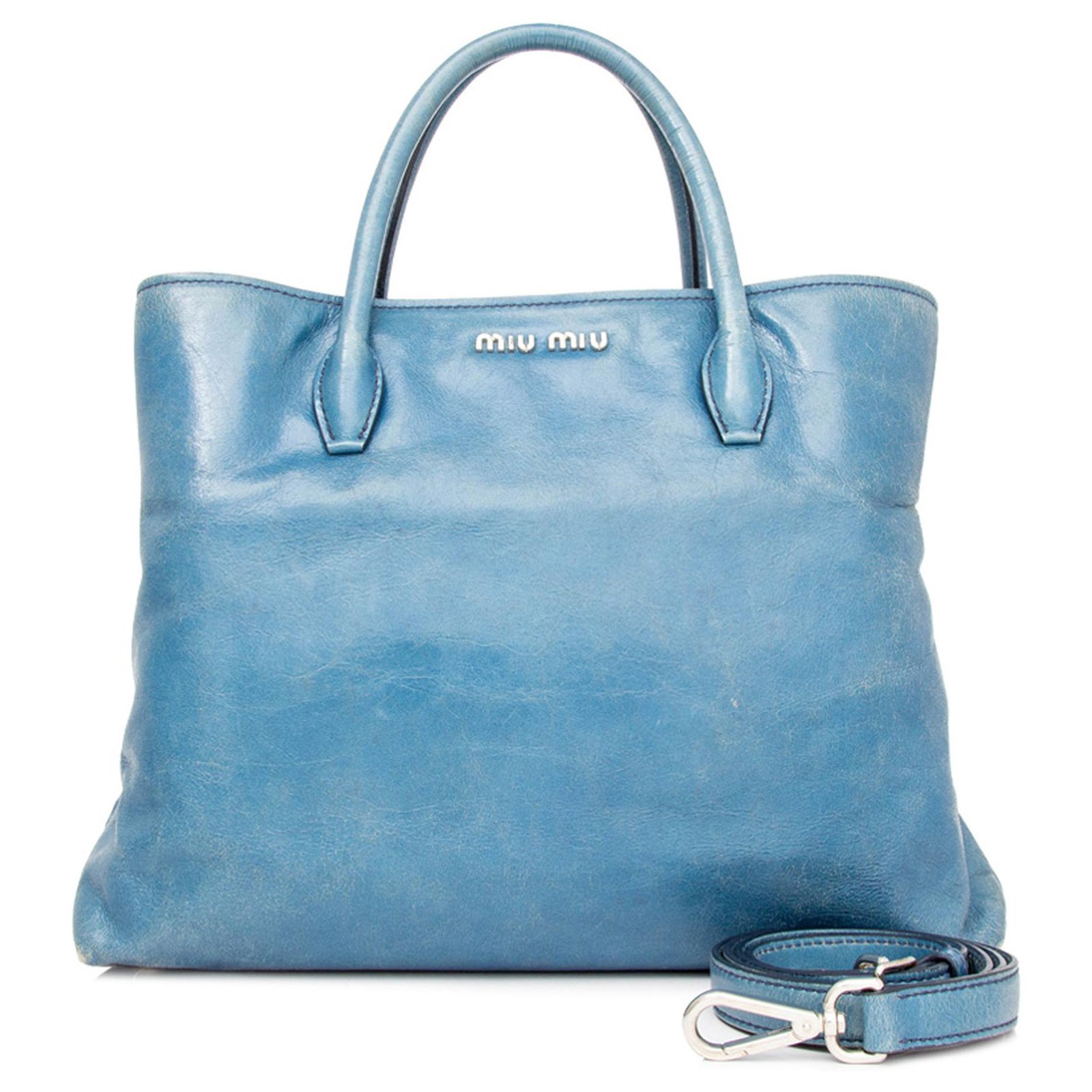 Miu Miu, Bags, Miu Miu Vitello Shine Top Handle Tote Bag