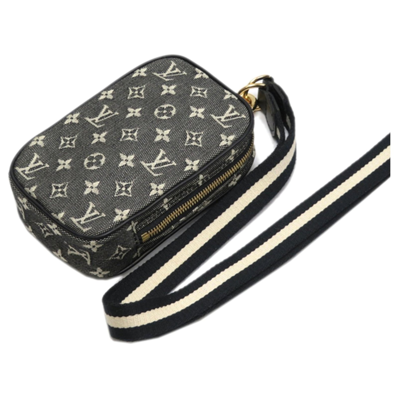 Louis Vuitton Black Monogram Mini Lin Camera Bag Grey Cloth Cloth