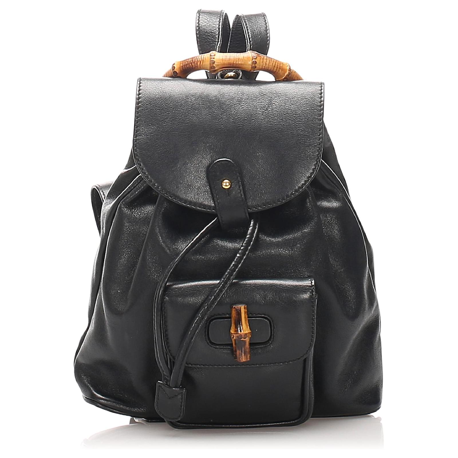 gucci leather drawstring backpack