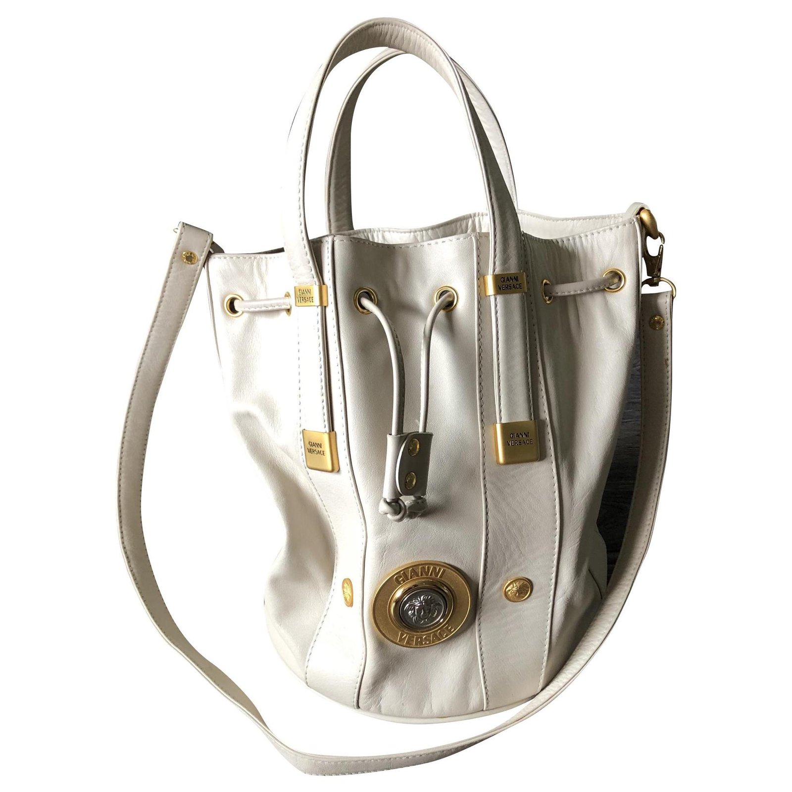 V ITALIA MADE IN ITALY Registered Trademark of Versace 19.69 Leather Mini  Bucket Bag on SALE