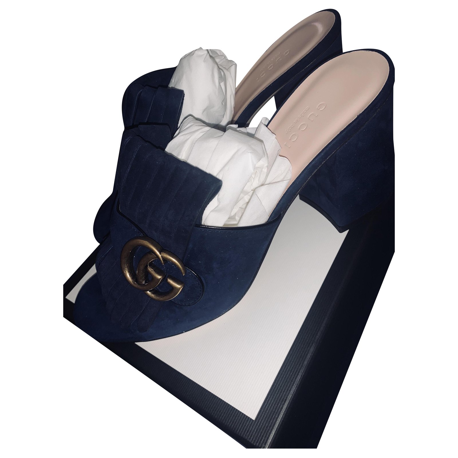 alkohol Integration mock Gucci Marmont mules Blue Suede ref.215413 - Joli Closet