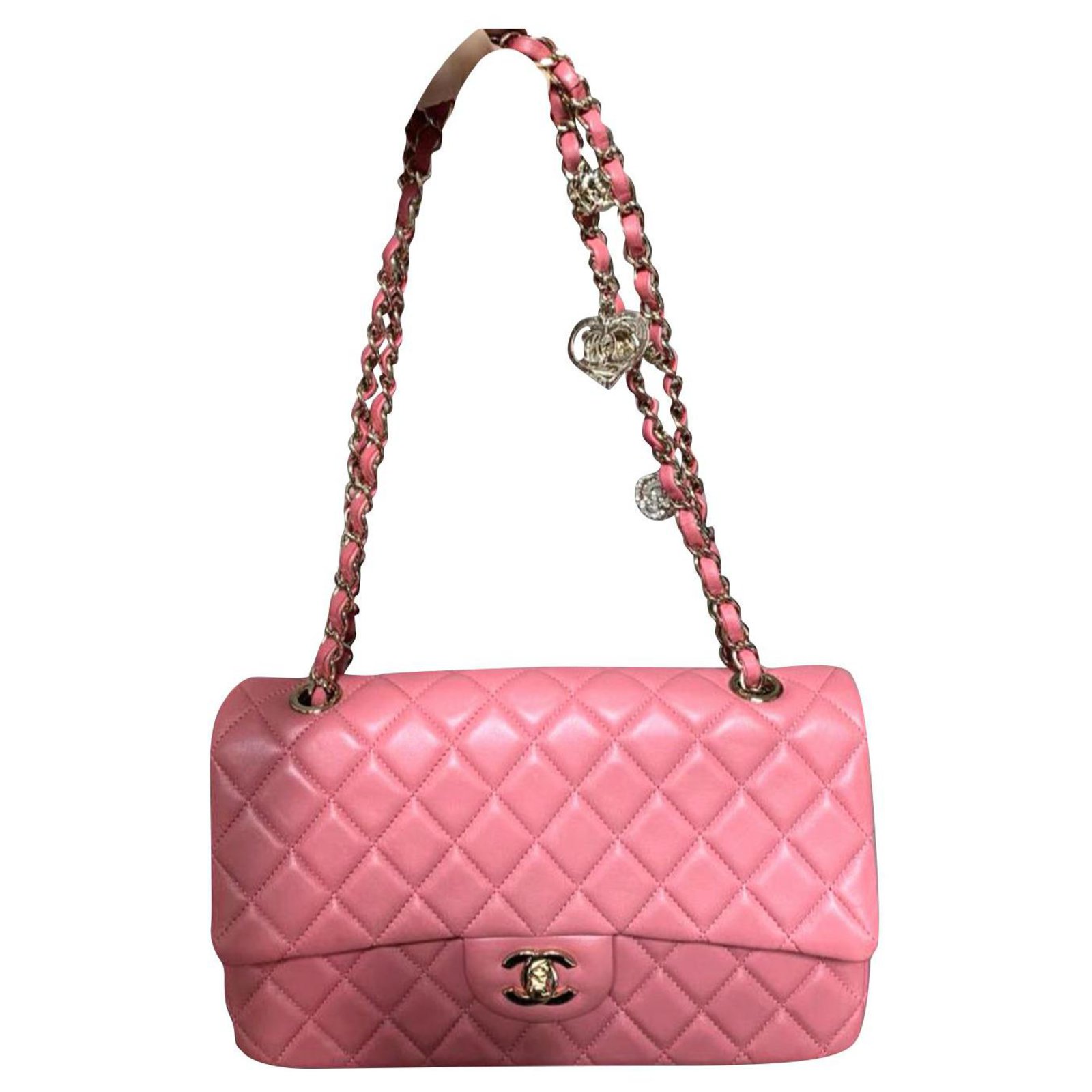 Chanel Valentine edition pink classic flap bag Leather ref.215423
