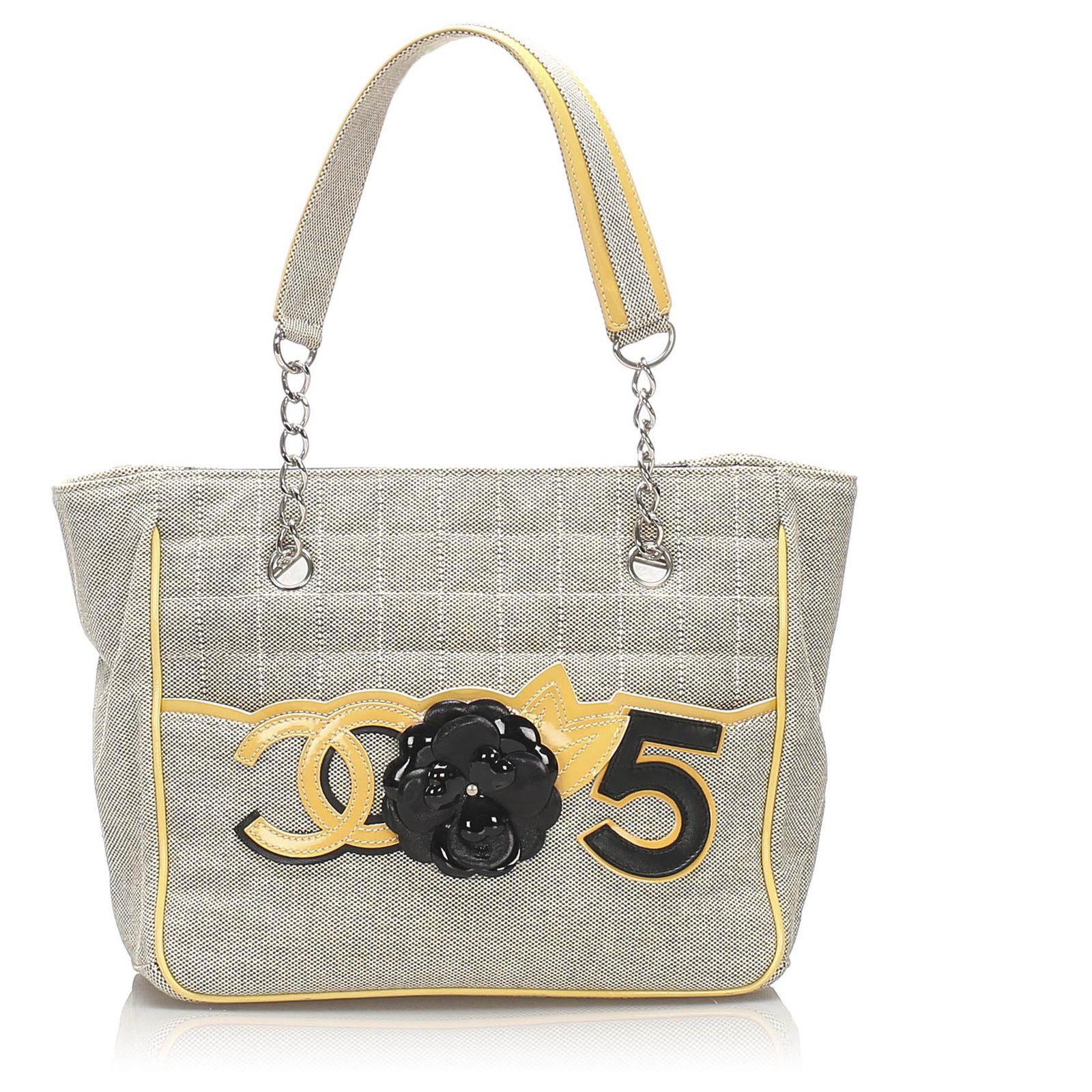 chanel grey tote bag