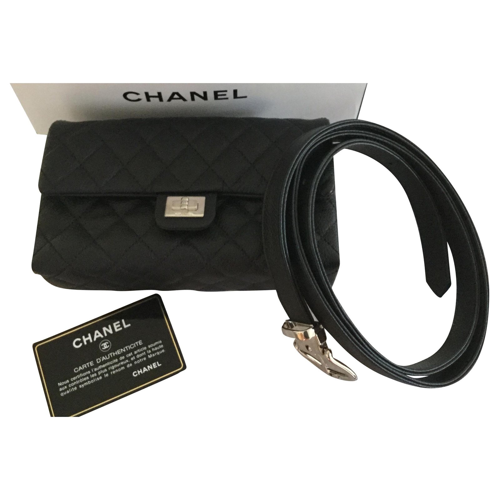 Chanel uniform 2,55 Belt pouch caviar black