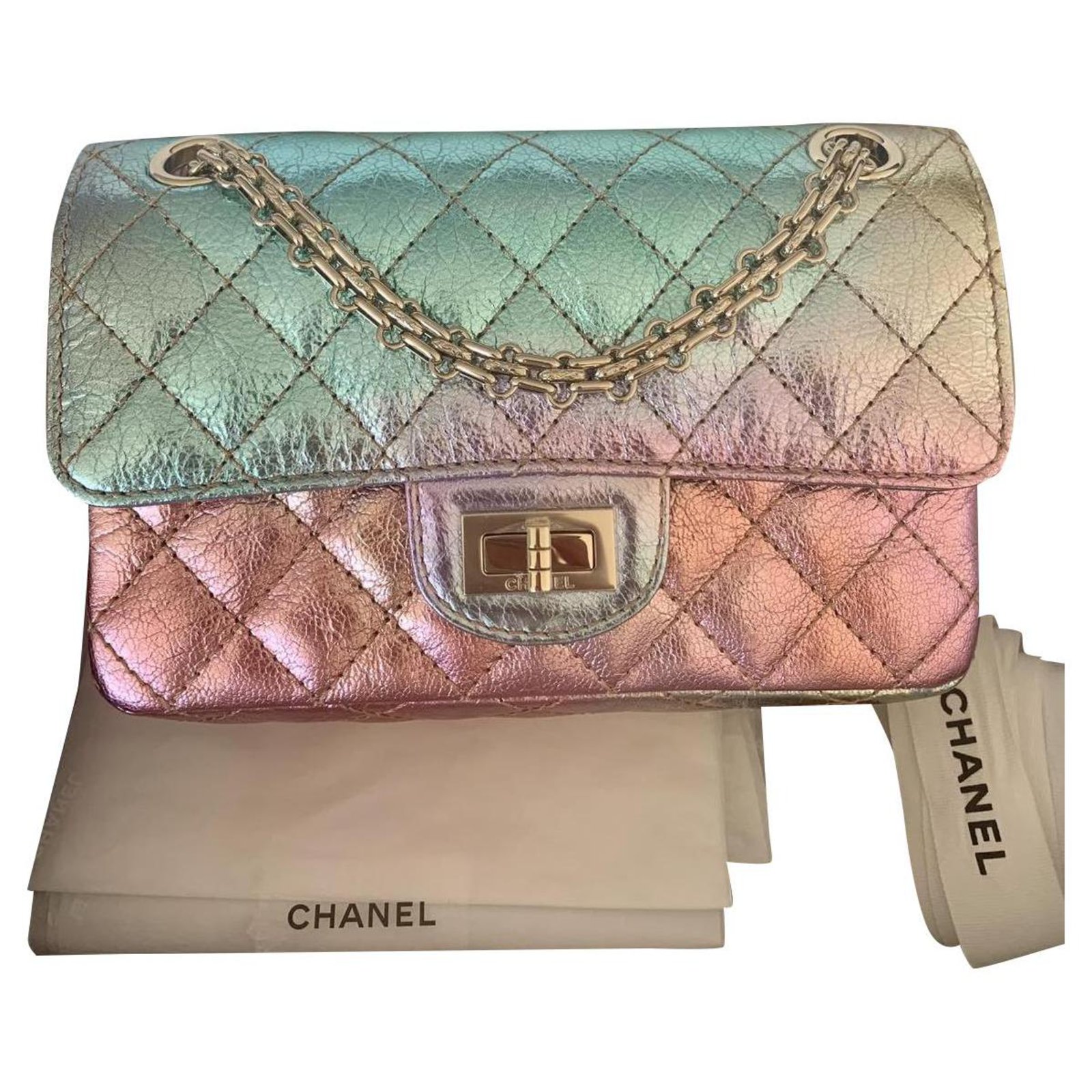 Chanel mini reissue 2.55 Rainbow Multiple colors Leather ref