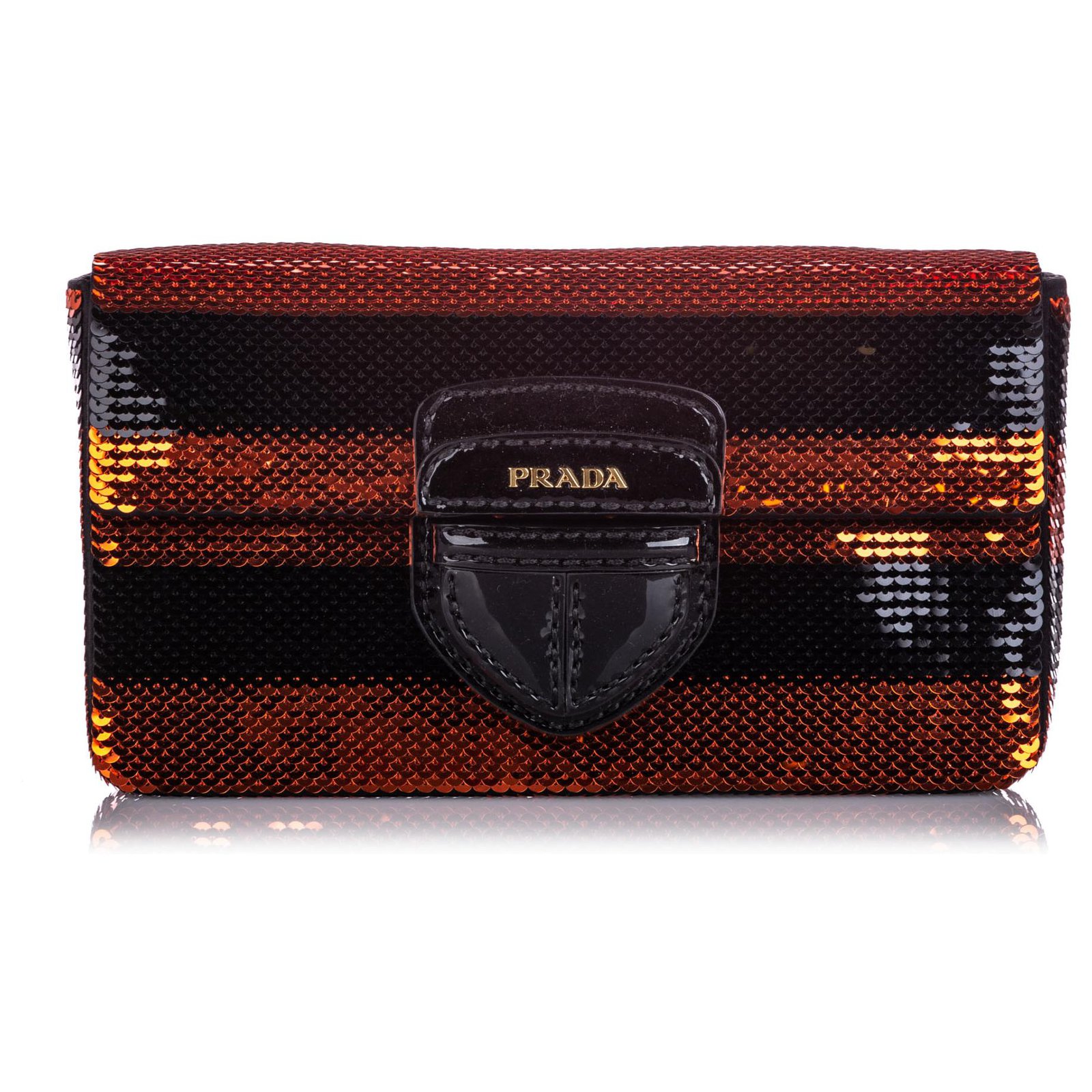 Prada Black Sequin Embellished Righe Clutch Bag Red Plastic ref.215829 -  Joli Closet