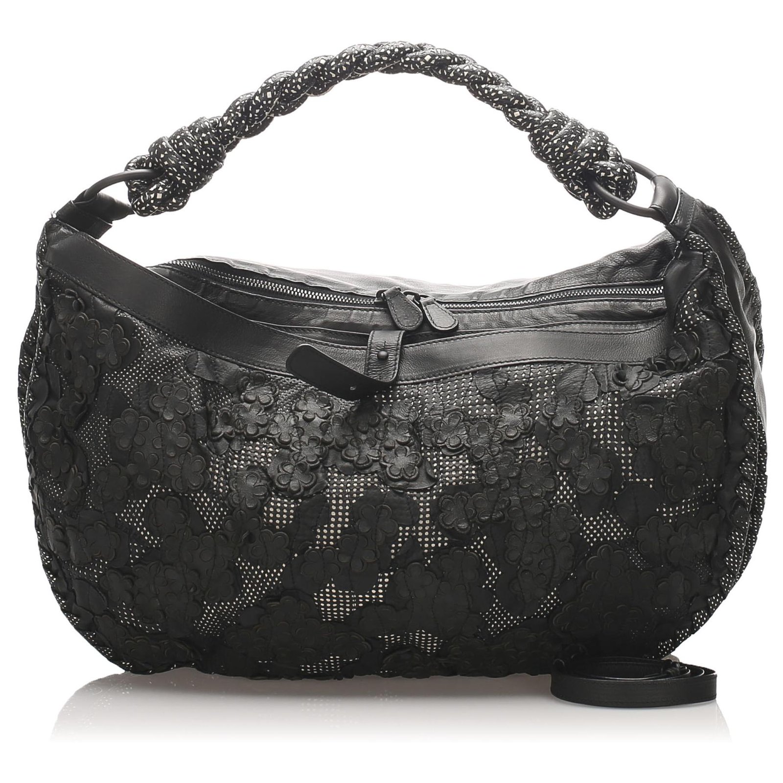 Intrecciato Leather Shoulder Bag in Black - Bottega Veneta