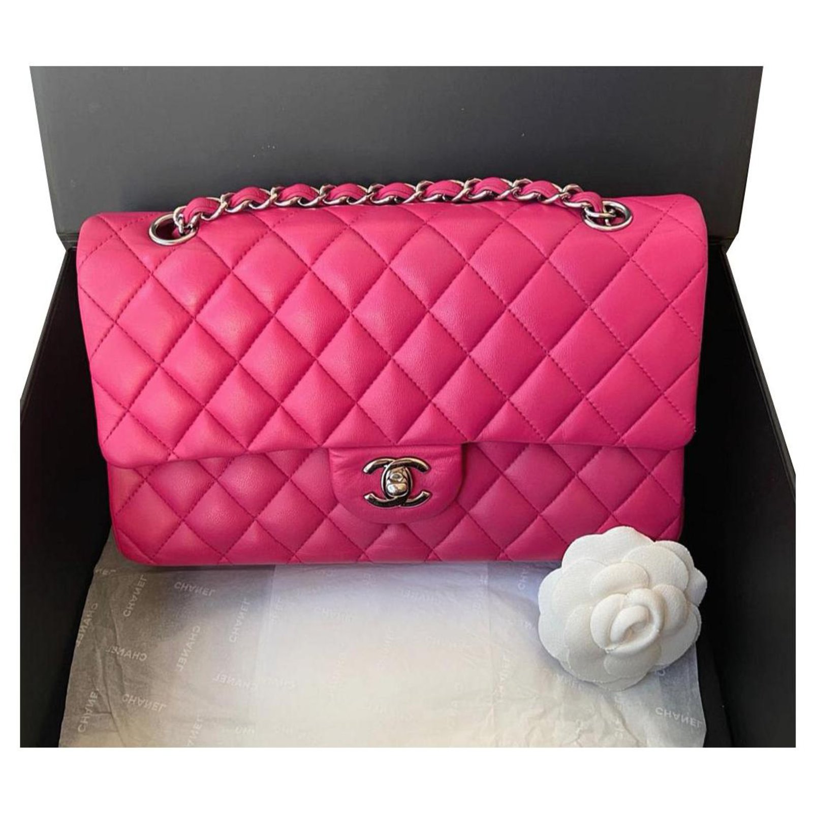 Chanel Timeless medium classic flap bag Pink Leather ref.216664