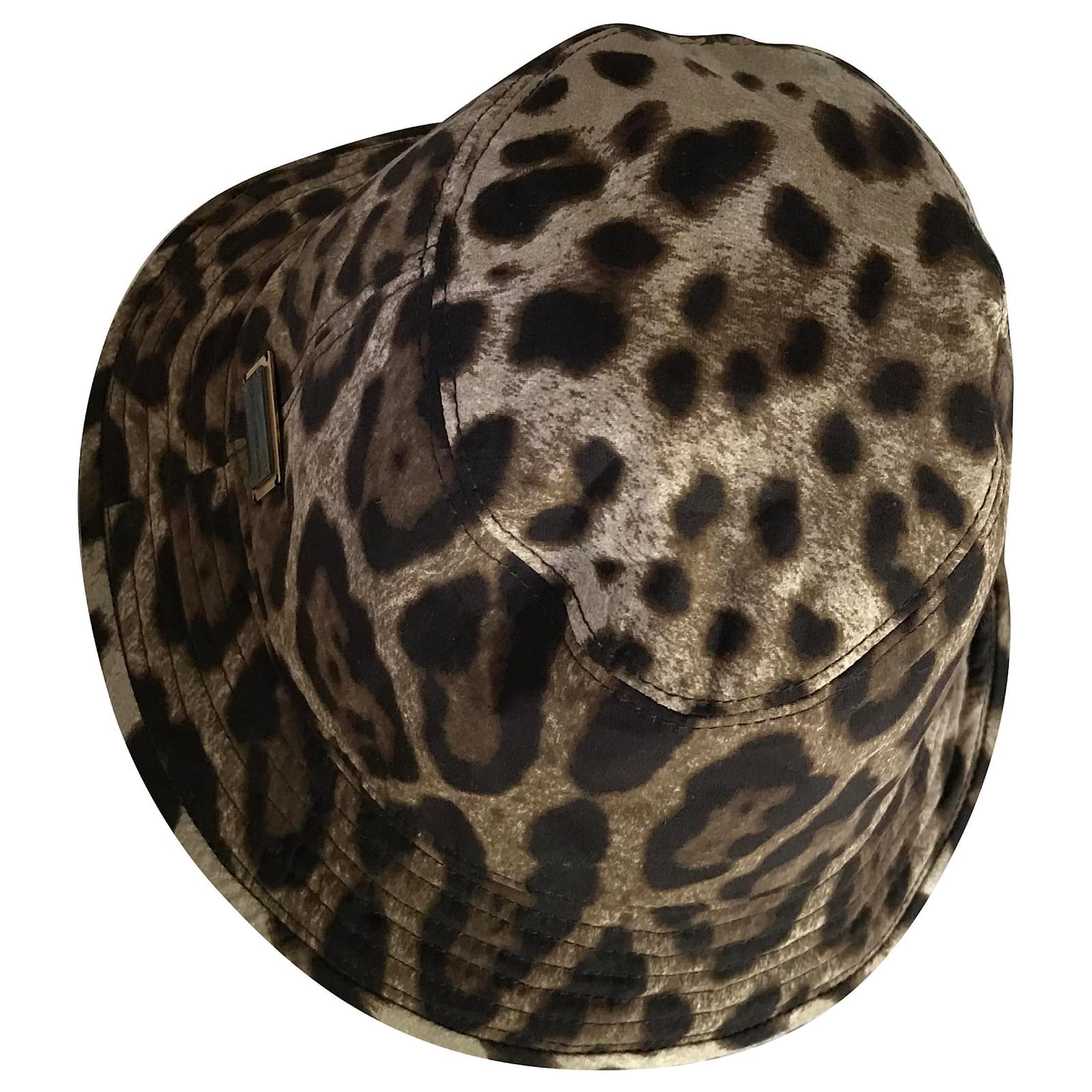 Dolce & Gabbana Brown Leopard Fur Women Bucket Hat