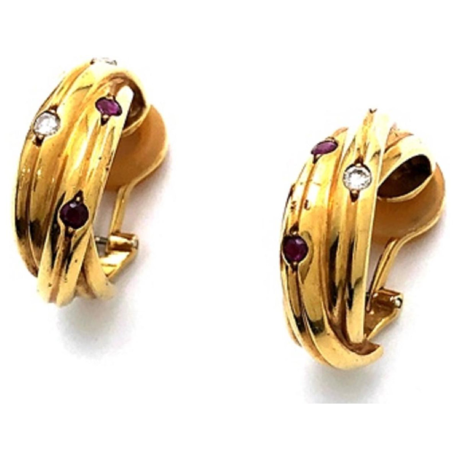 Love Cartier 18k Gold Diamond Multi Gemstone Trinity Hoop Earrings