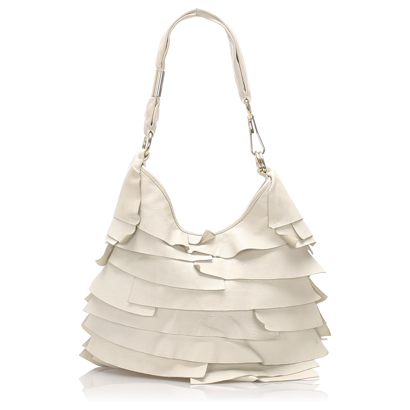Yves Saint Laurent YSL White Leather Saint Tropez Shoulder Bag