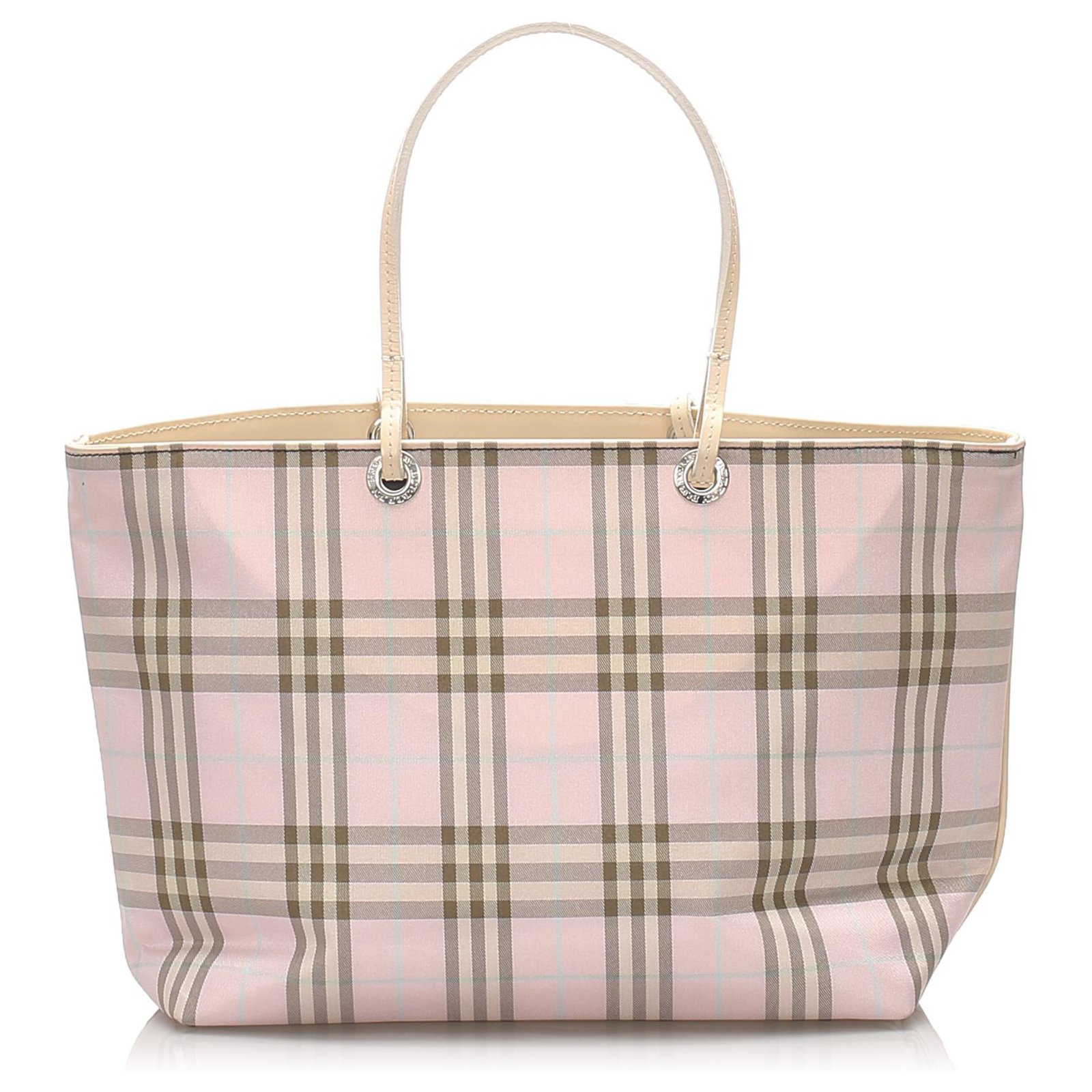 Burberry Pink Plaid Nylon Tote Bag Multiple colors Leather Pony-style  calfskin Cloth  - Joli Closet