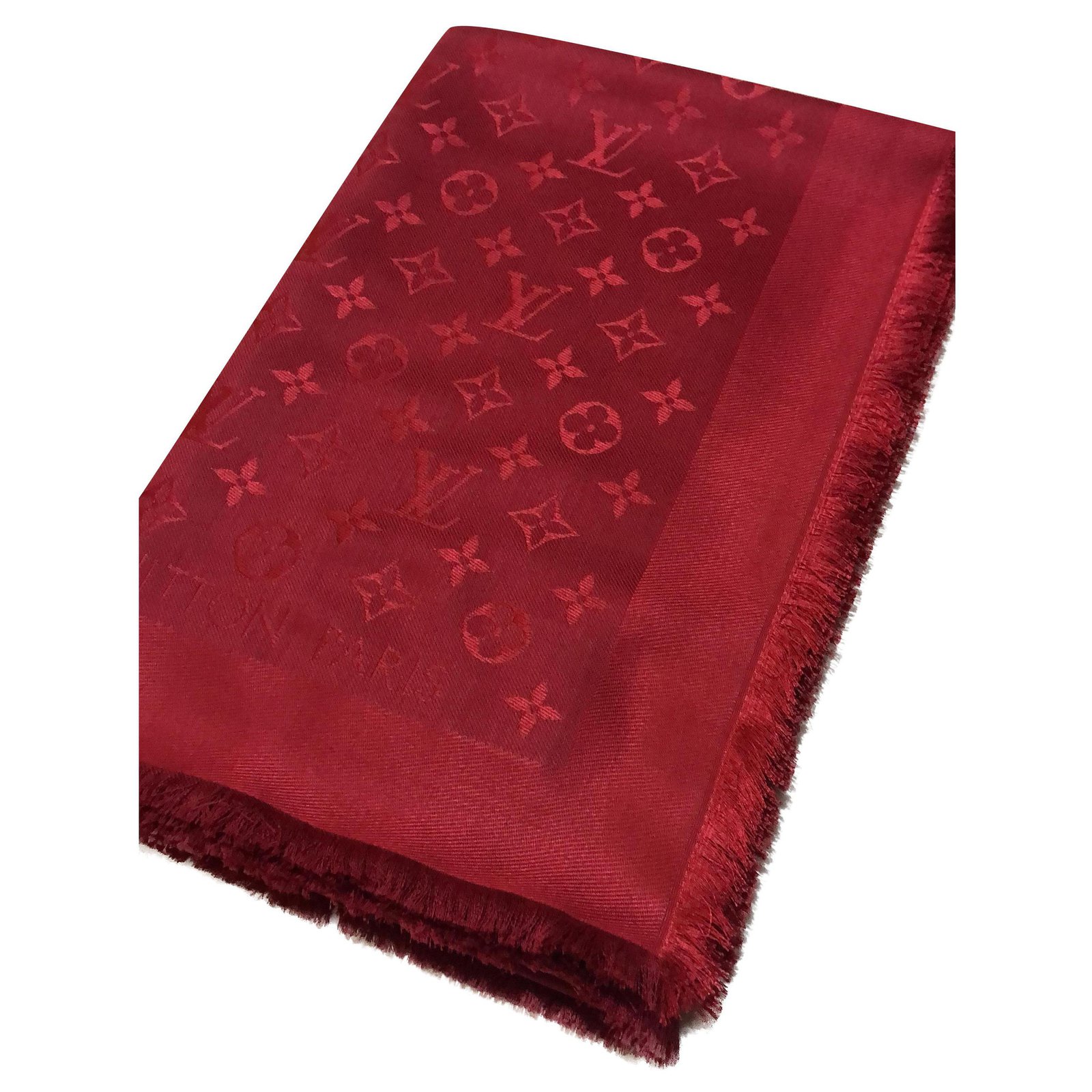 vuitton monogram scarf red