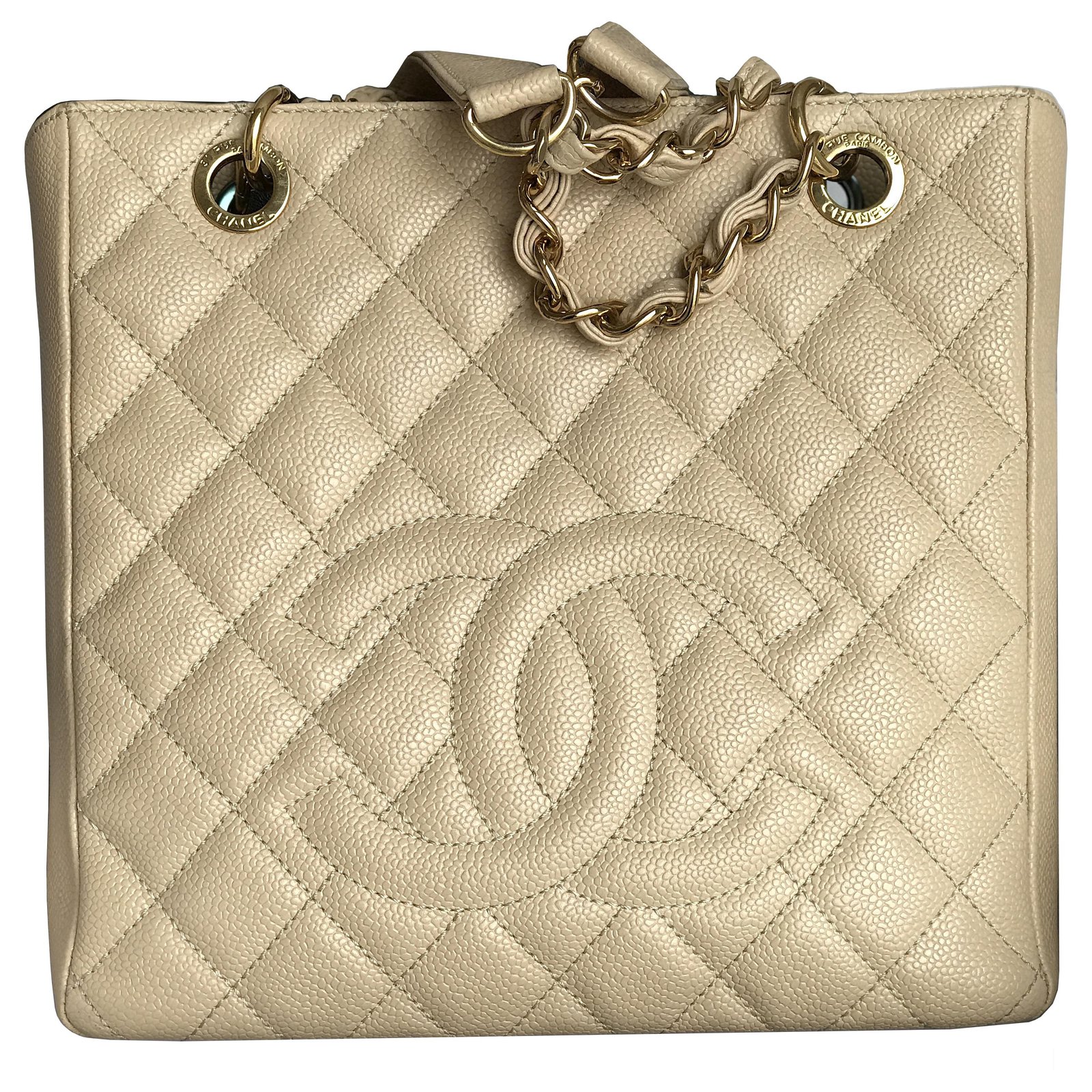 Chanel PST shopping caviar bag in great condition Beige Leather