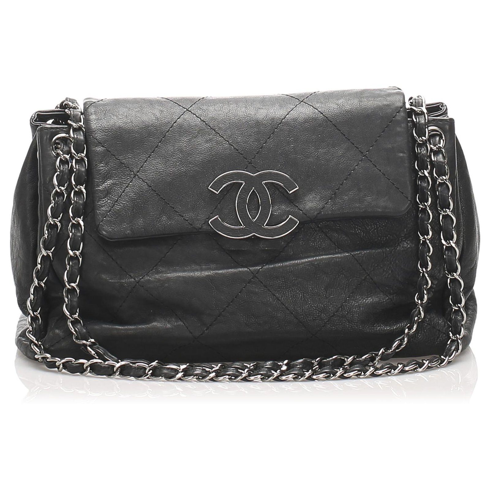 Chanel Black Wild Stitch Hamptons Accordion Flap Bag