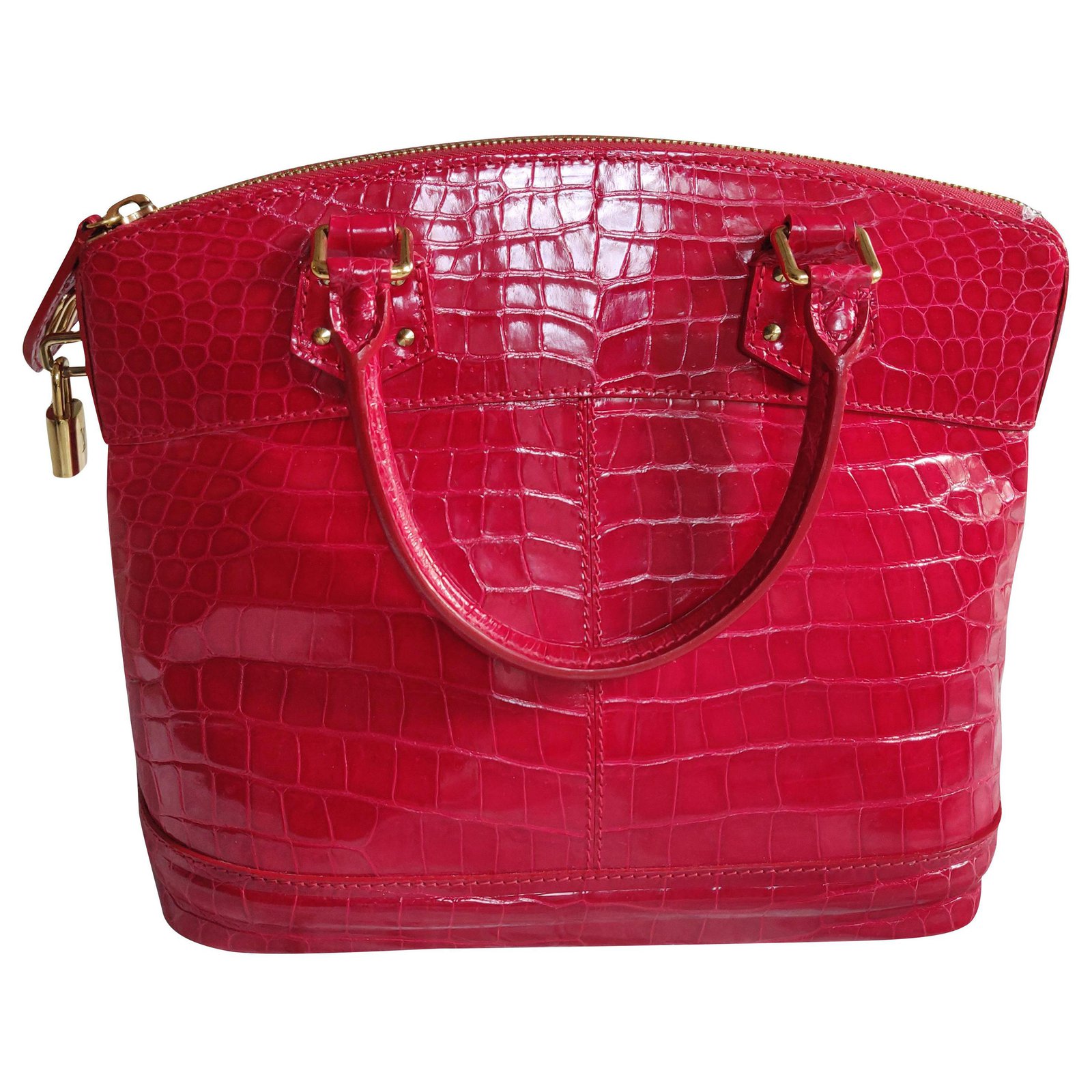 Louis Vuitton Red lockit crocodile Exotic leather ref.217916 - Joli Closet