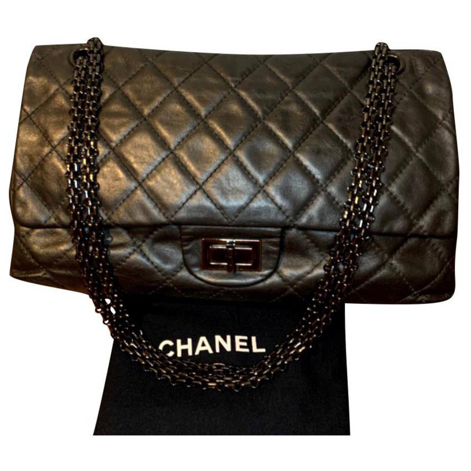 Chanel black 2.55 Reissue 227 flap bag Leather ref.217973 - Joli Closet